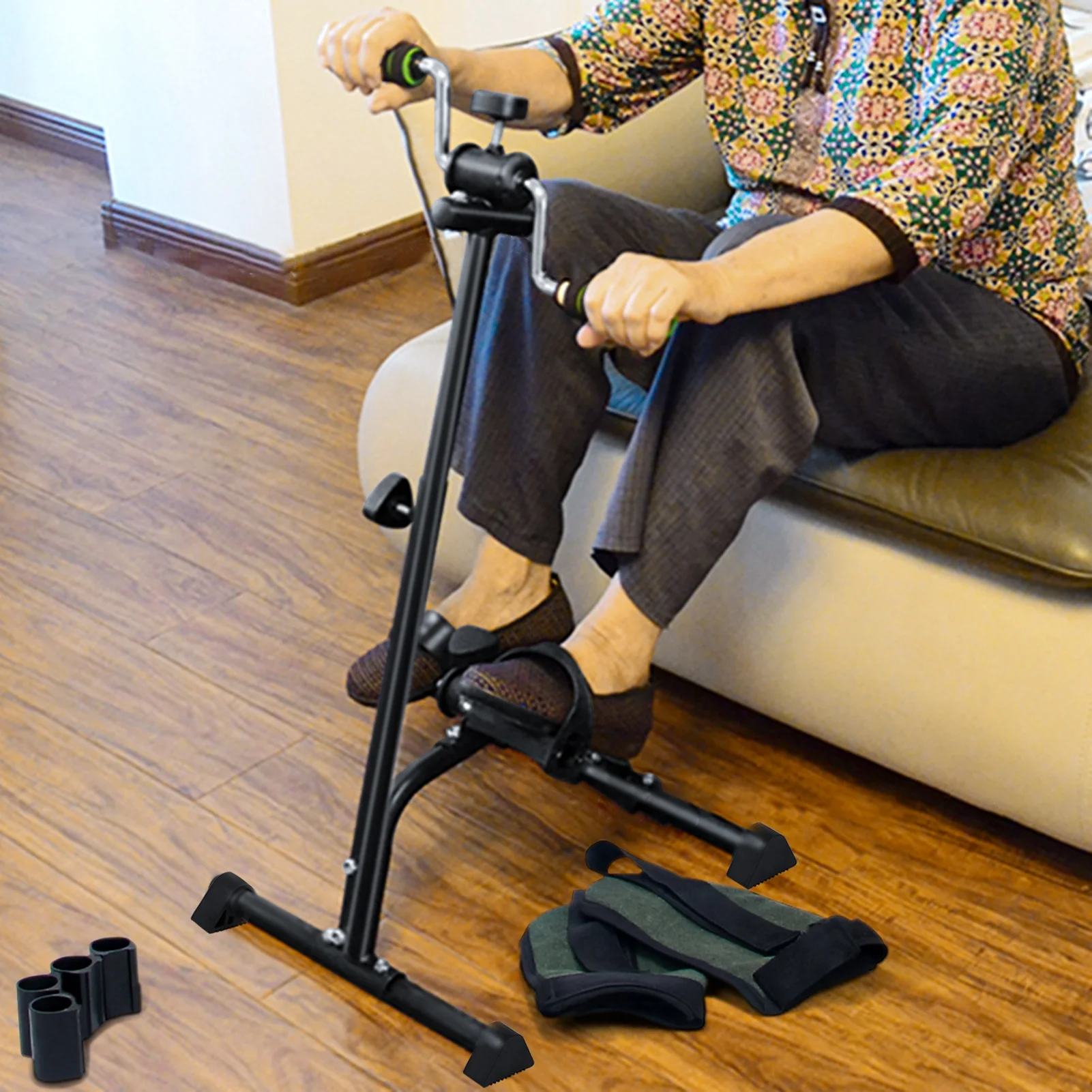Elderly Exercise Bike,Pedal Exerciser Bike, Hand Arm Leg Knee Peddler,Adjustable Fitness Equipment for Seniors,Elderly Home Pedal Exercise Bike for Total Body(Black) - Image 4