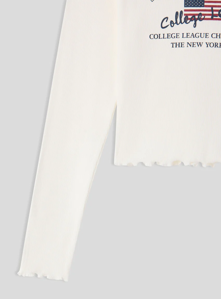 Terranova Maglia crop con cappuccio e stampa college