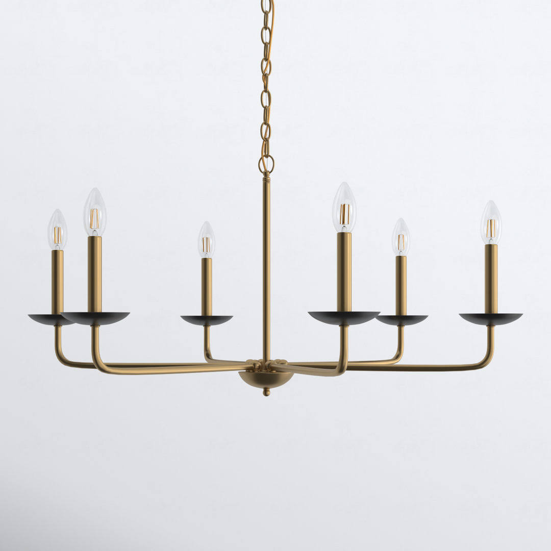 Baltray 6 - Light Candle Style Classic/Traditional Chandelier Joss & Main Finish: Black/Brass, Size: 18.5