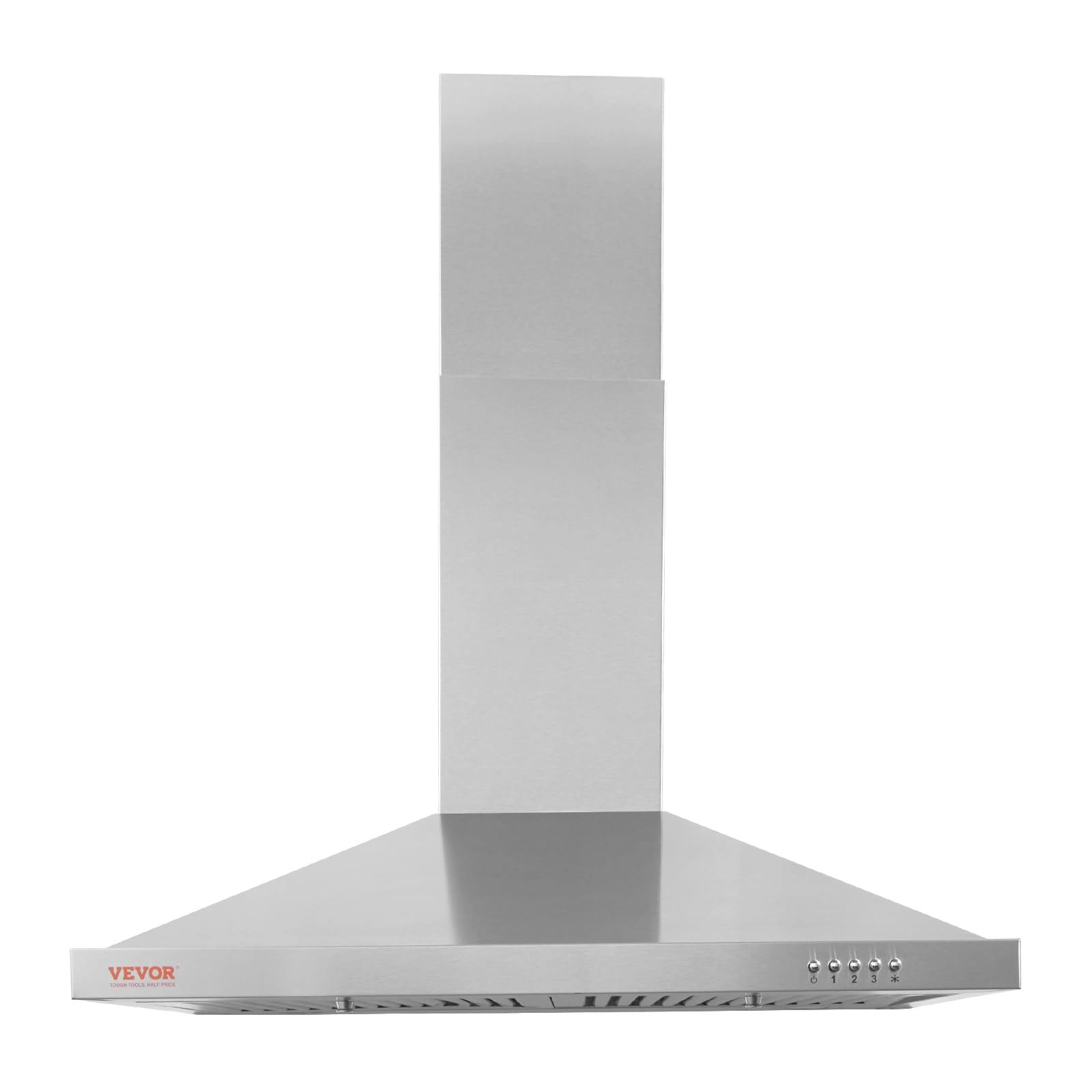 VEVOR Wall Mount Range Hood Ductless Chimney-Style Kitchen Stove Vent Stainless Steel Permanent Filter with 3-Speed Exhaust Fan - Silver - 30 in.