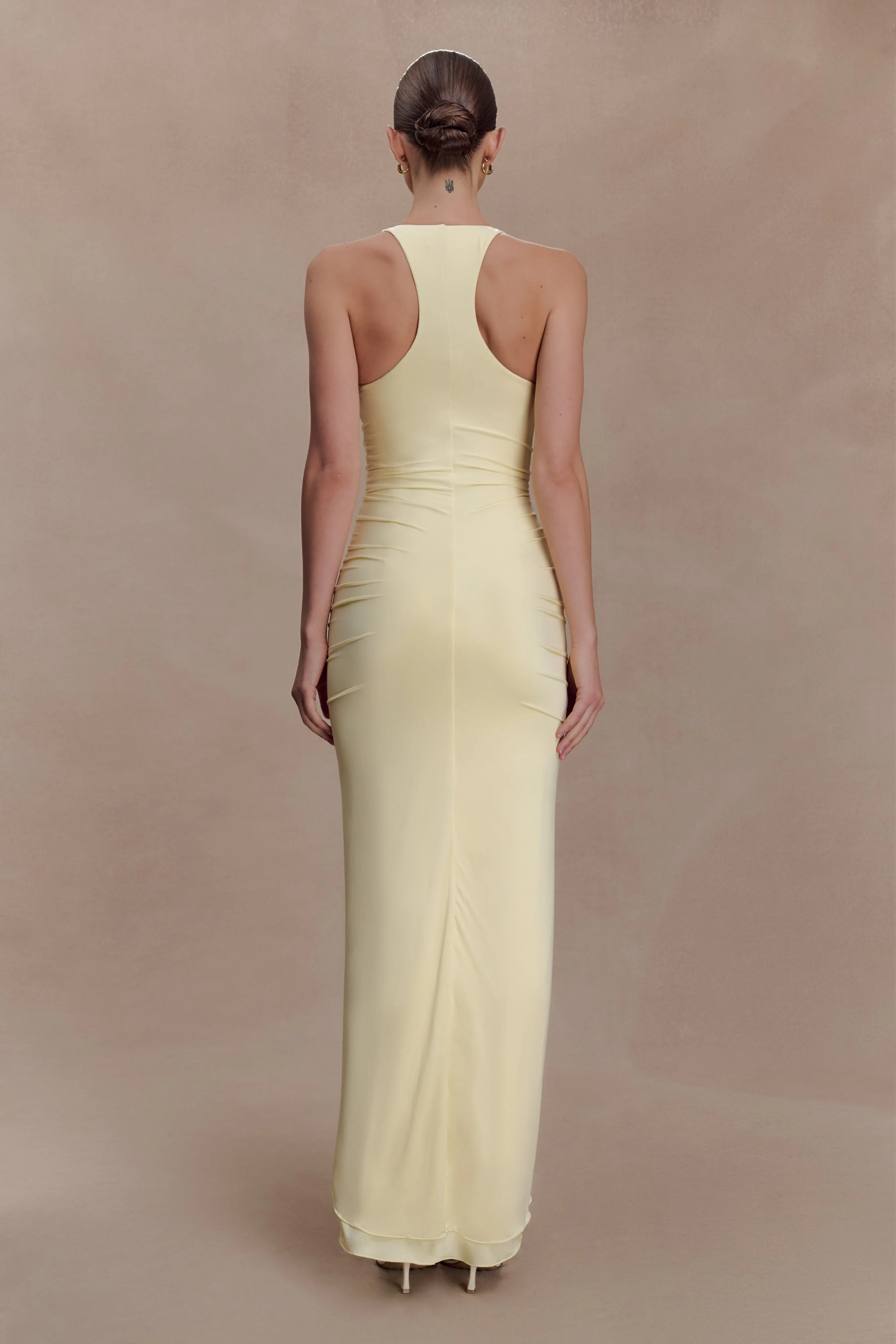 Alessandra Slinky Ruffle Maxi Dress - Lemon