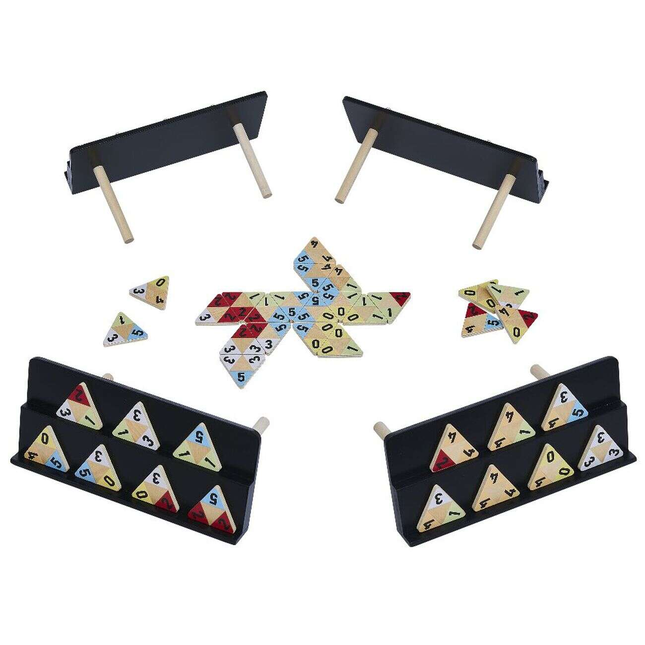 Jeu de société domino triangulaire en bois