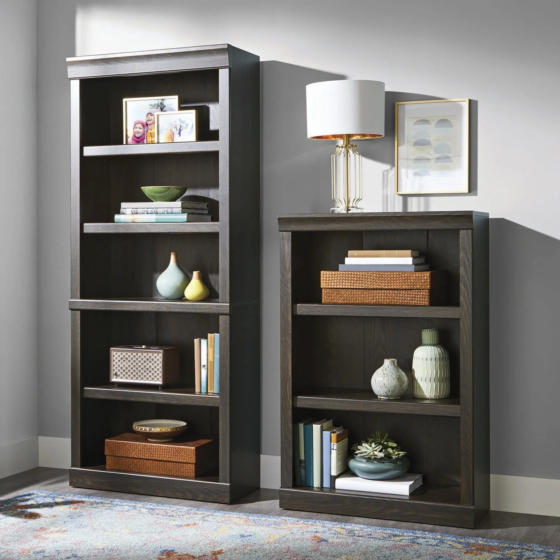 Better Homes & Gardens Glendale 5 Shelf Bookcase, Dark Oak Finish