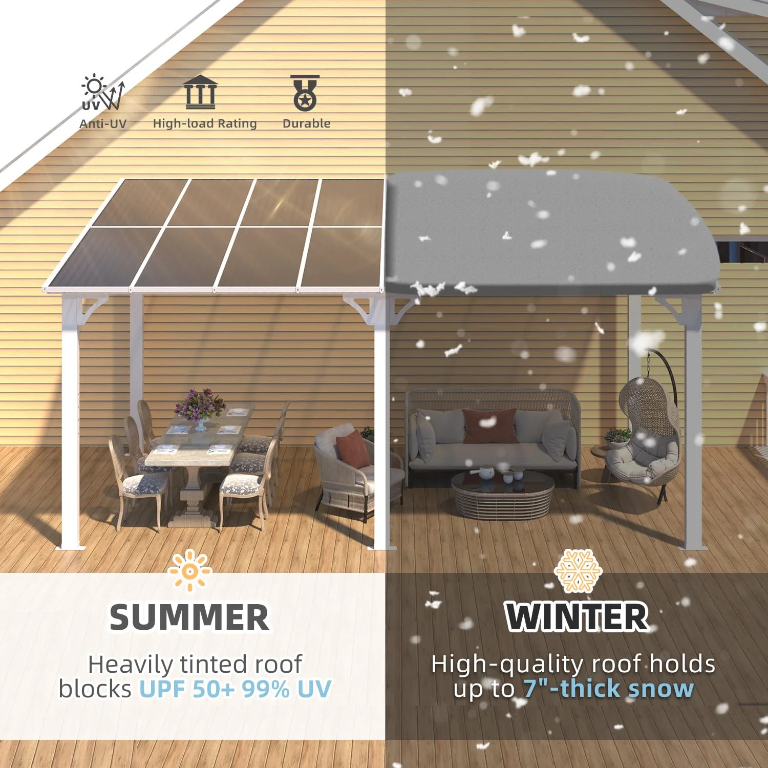 AECOJOY 16'x8' Wall Mounted Gazebos Pergola, White