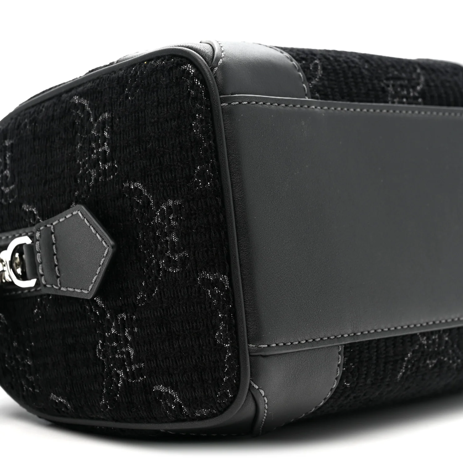 Lauretos Lurex Jacquard Small Ella Boston Bag Black