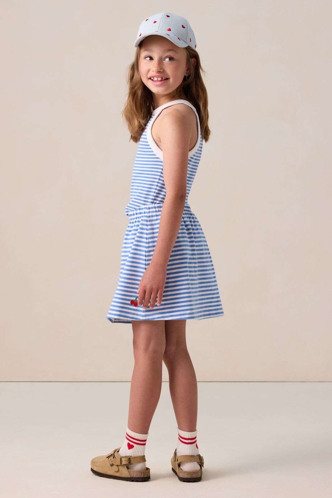 Blauwe rok met streeppatroon