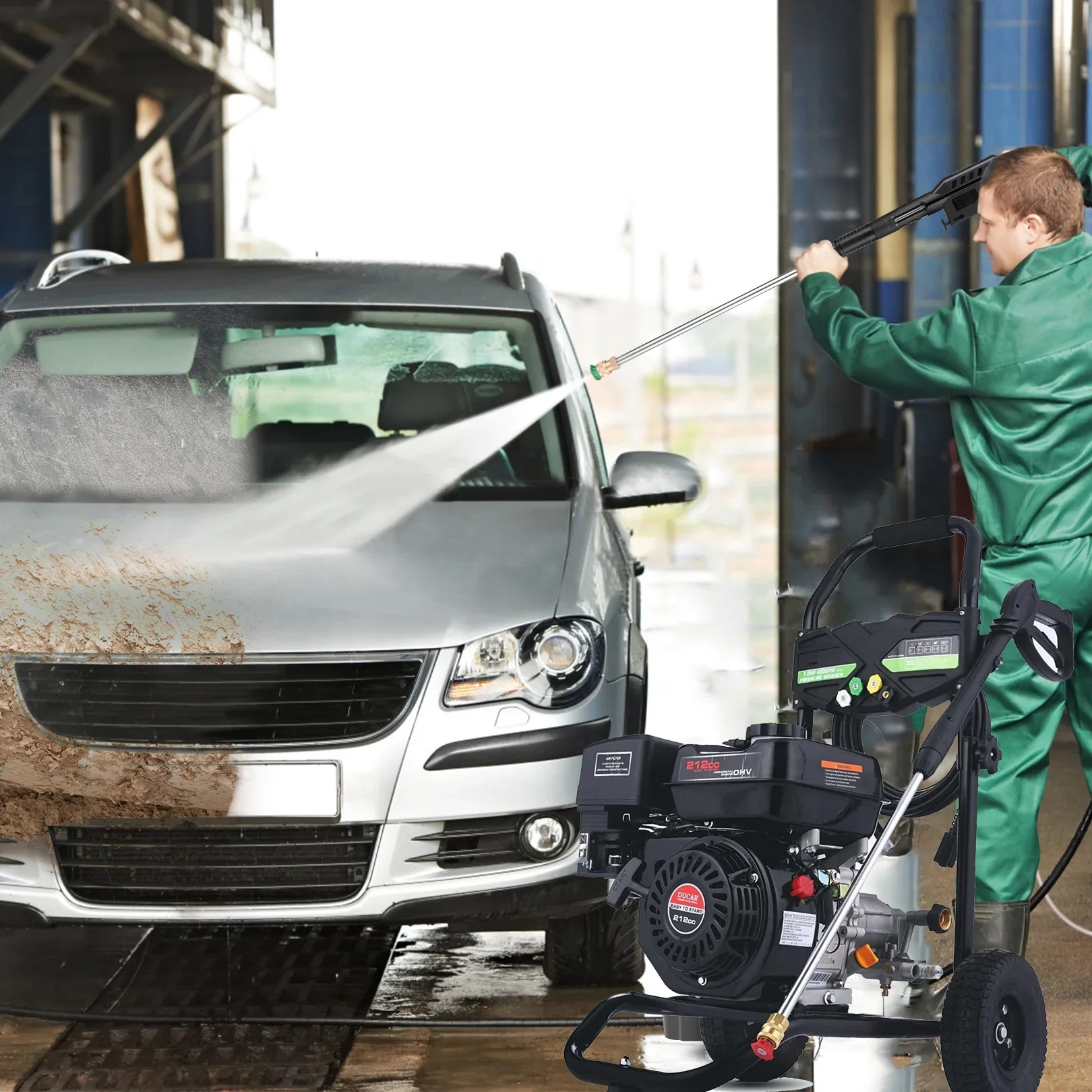 4200PSI Pressure Washer 4.0GPM Gas Power Washer 212CC Gas Powered Washing Machine Commercial High Pressure Washer with 25ft Hose&5 Nozzles for Patio Garden Yard Vehicle,EPA/CARB/ETL