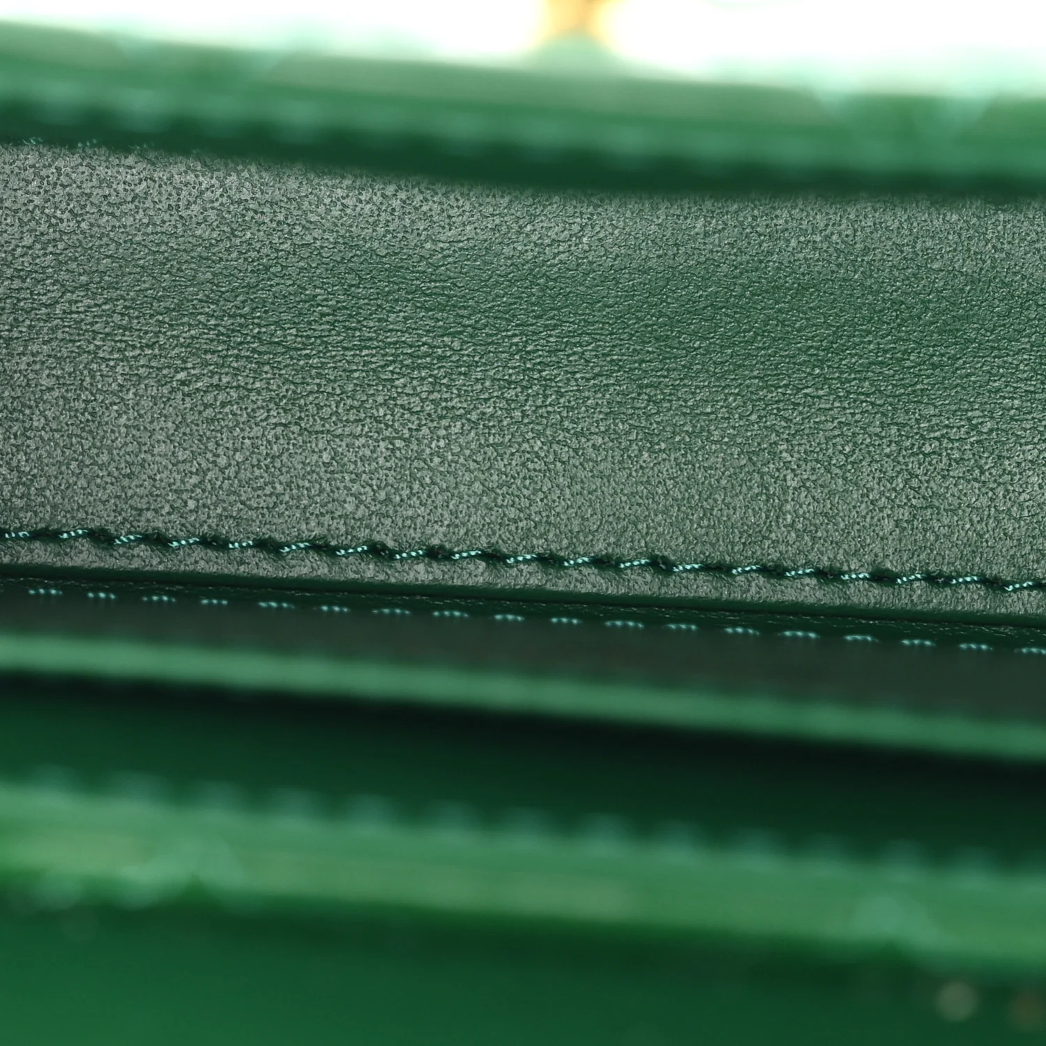 Shiny Aged Calfskin Quilted Mini Nano Kelly Shopper Green