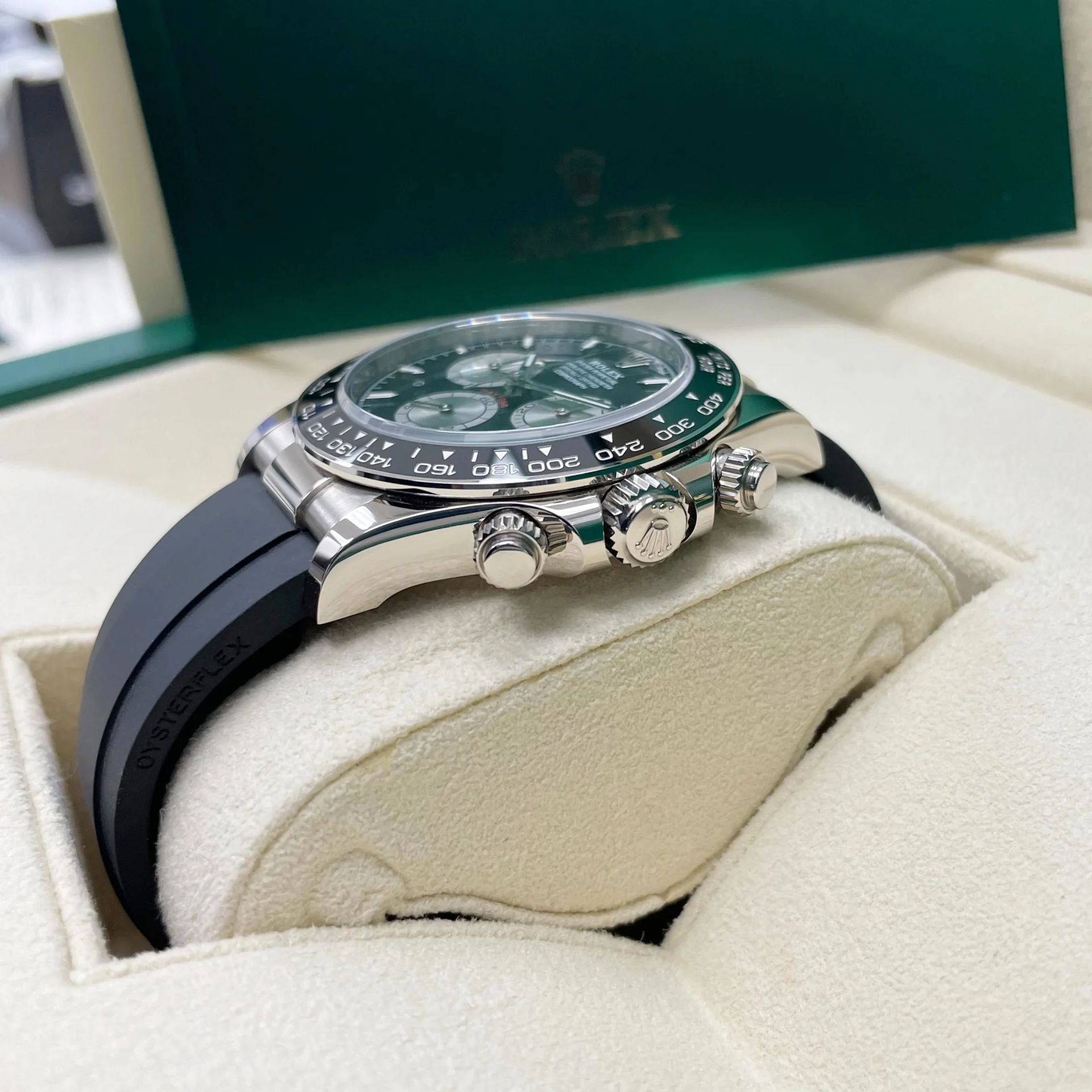 [Super Clone]Rolex Cosmograph Daytona White Gold Mens Watch-126519LN Black Oysterflex