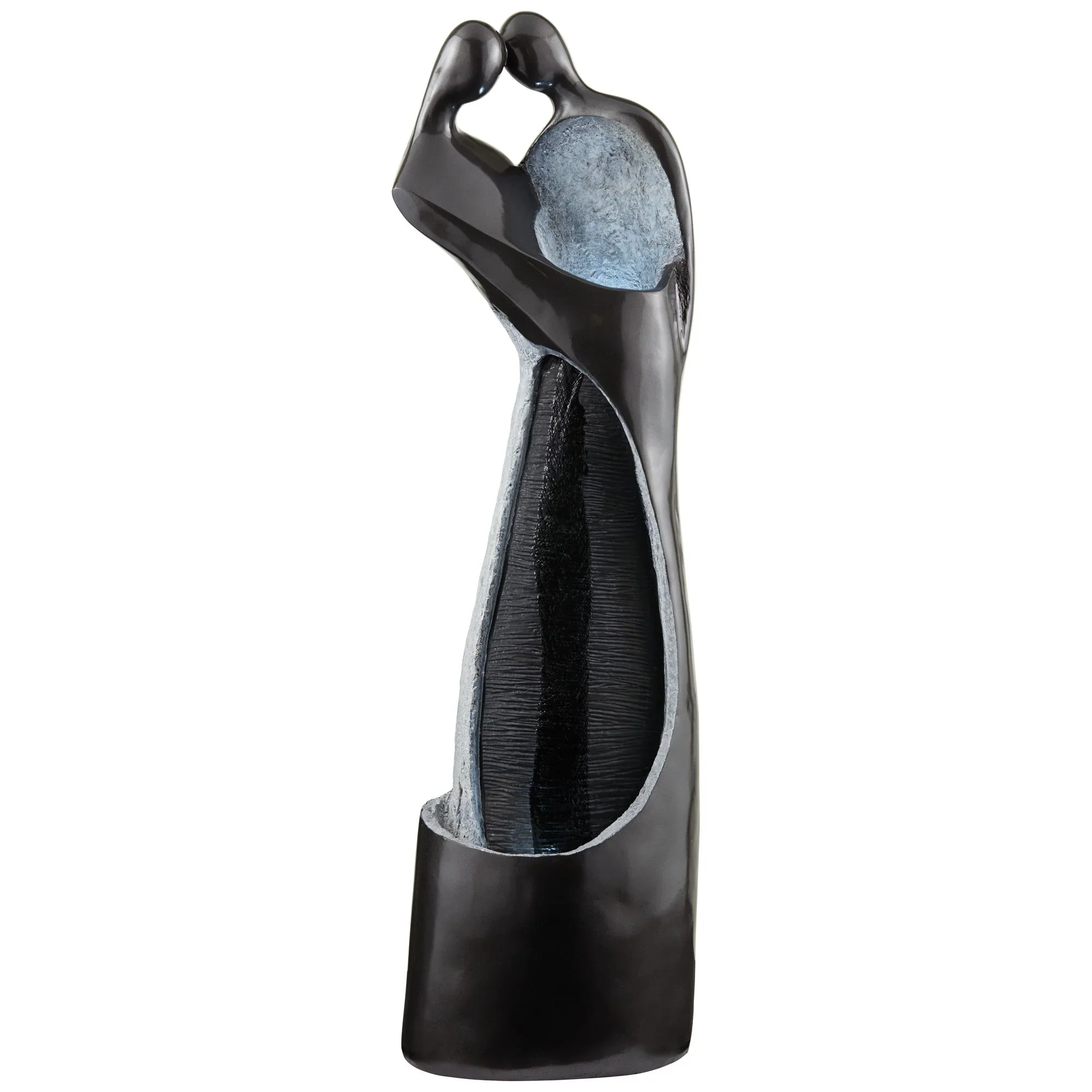 Modern Couple 47 High Large Indoor Outdoor Decor Black Resin Floor Fountain with Light LED Outside Garden Patio
