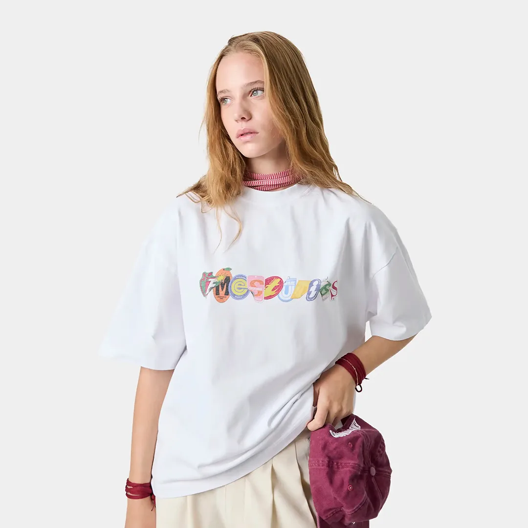 Stickers White Oversized Tee
