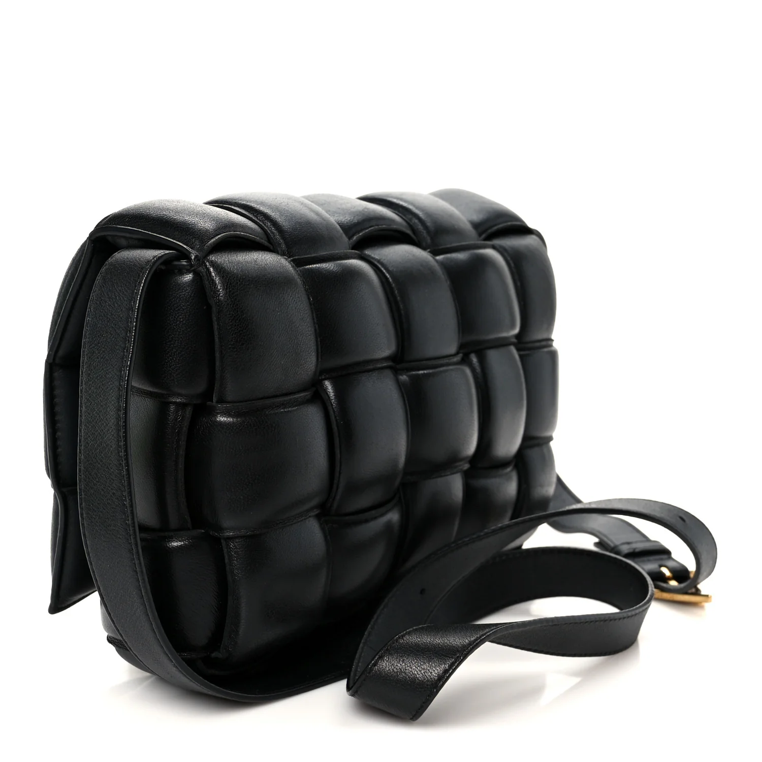 Nappa Maxi Intreccio Padded Cassette Crossbody Bag Black