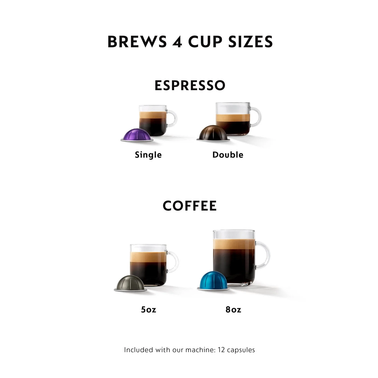 Breville Nespresso Vertuo Coffee & Espresso Single - Serve Machine in Matte Black