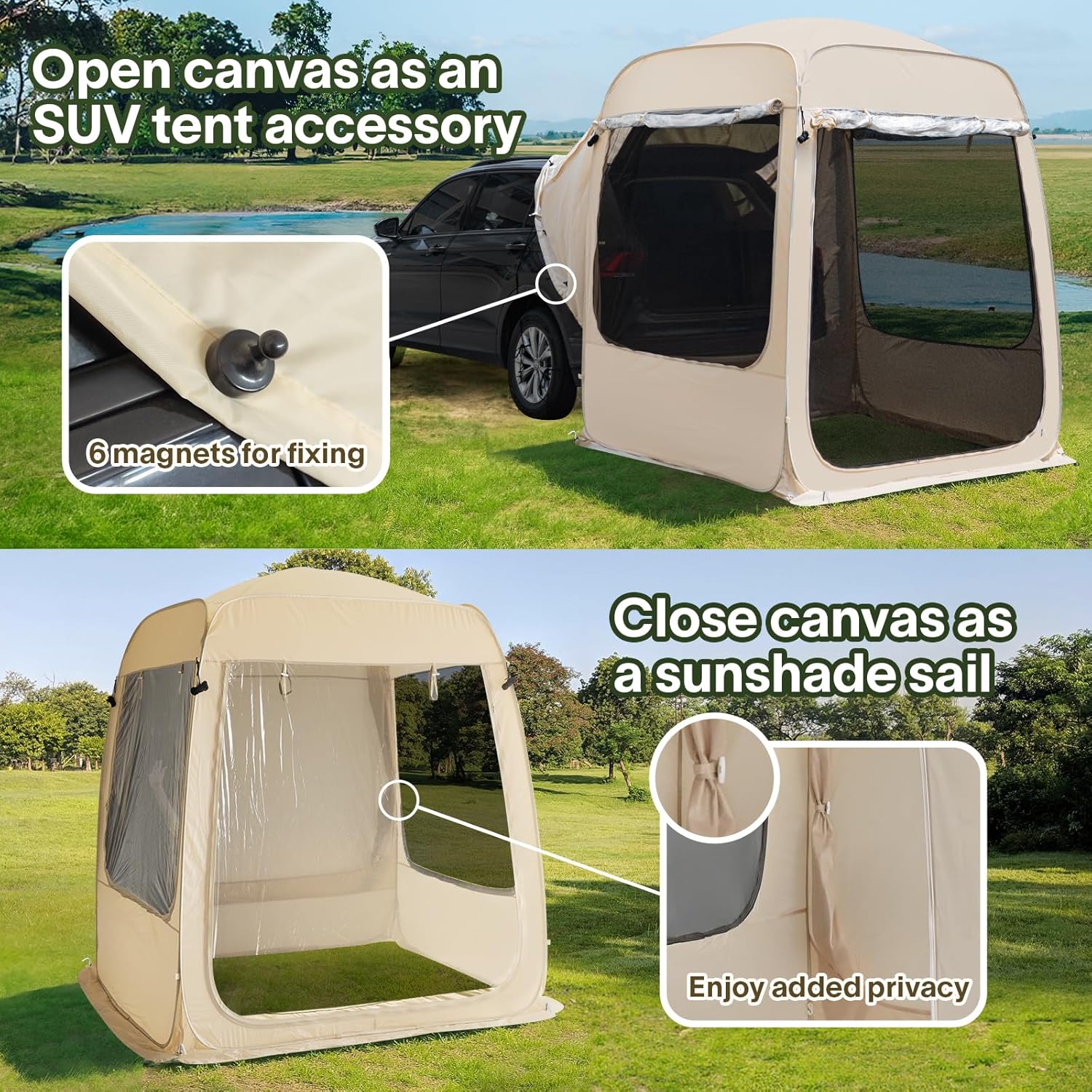 Gazebo moustiquaire pouvant accueillir 6, 10 ou 15 personnes. Tente de style igloo avec moustiquaire latérale. Idéal