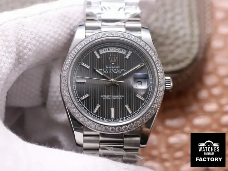Rolex Day Date M228349RBR-0008 EW Factory Diamond-Set Bezel