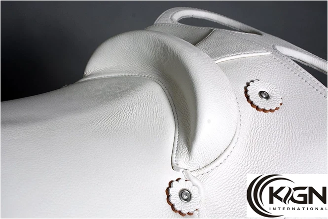 Leather Barrel Racing Horse Saddle, White(16") - Image 8