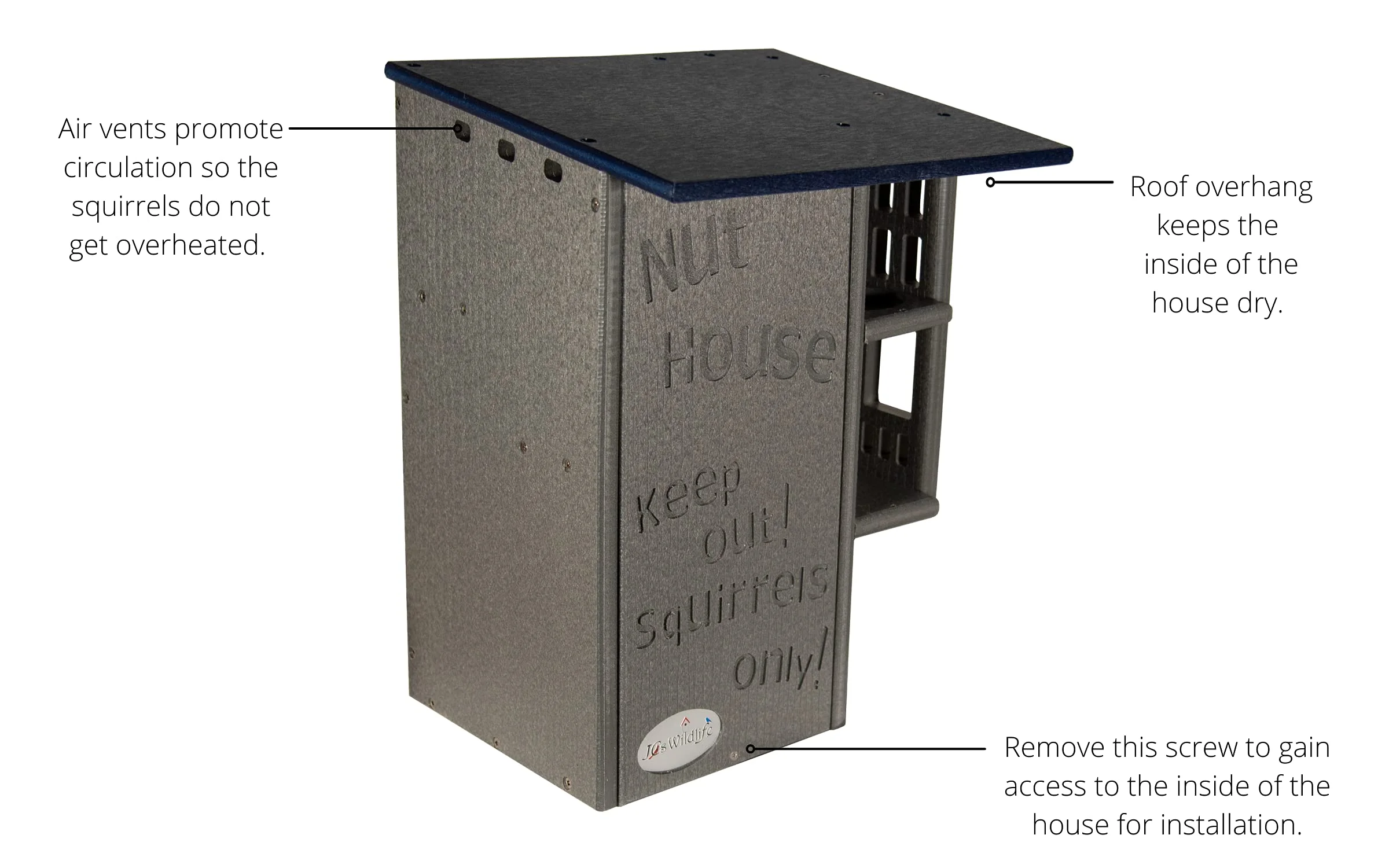 Ultimate Squirrel House Nesting Box (Blue/Gray) A Perfect Home for Squirrels!(Blue/Gray) - Image 2