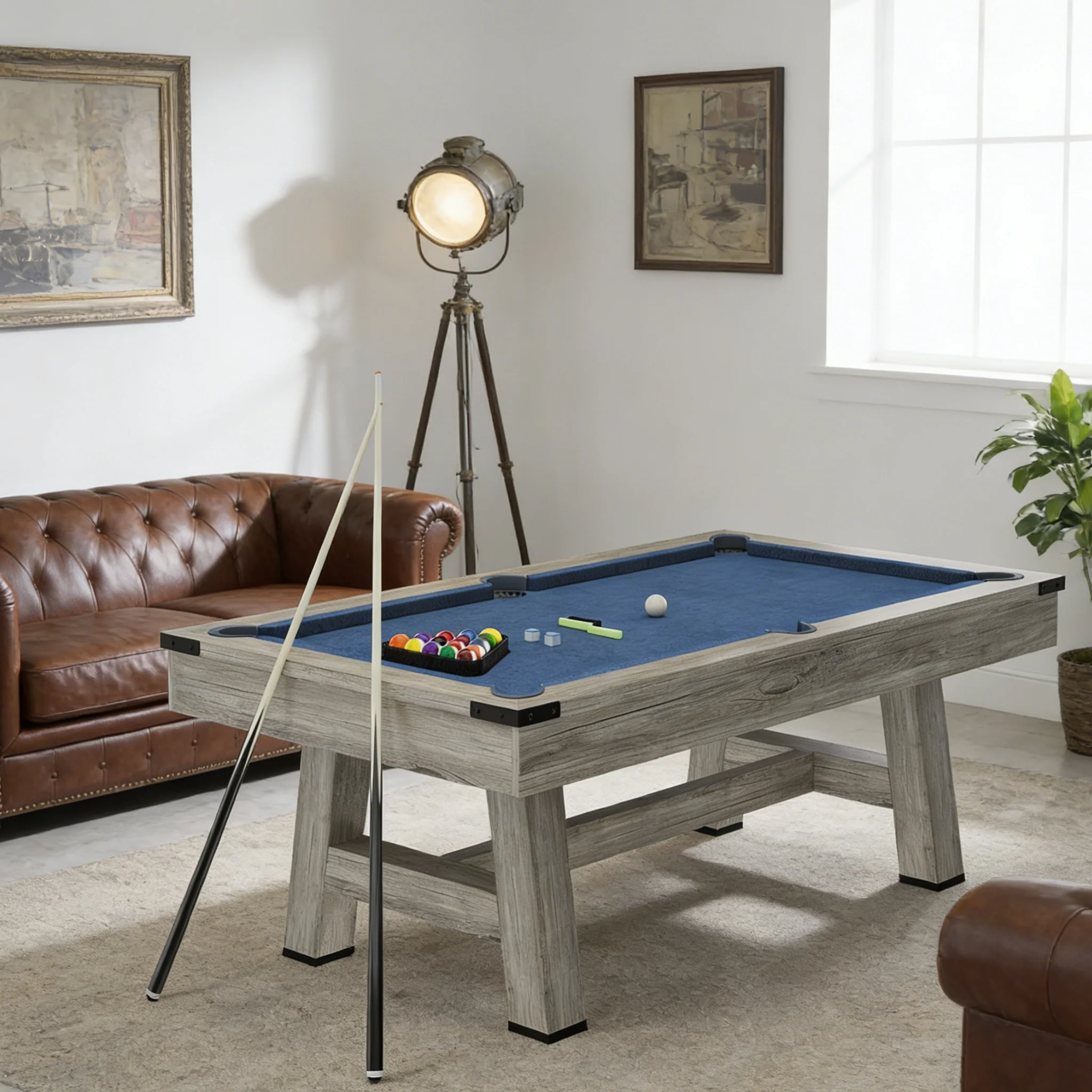 AECOJOY 7FT Pool Table with Wood Finish Billiard Tables,  Professional Style Billiards Game Room Table Set