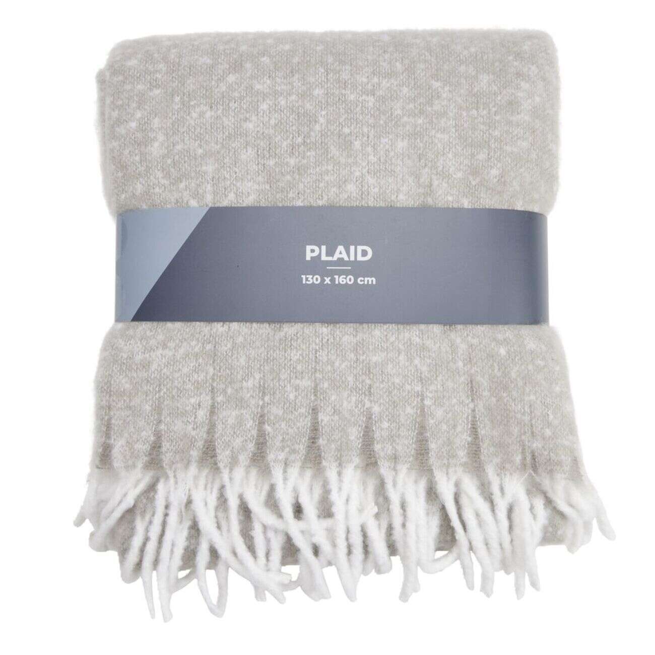 Plaid à franges uni gris 130x160cm
