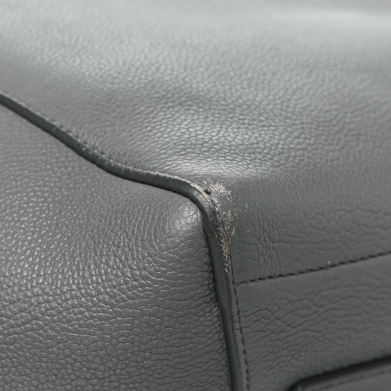 Soft Grained Calfskin Sangle Bucket Bag Grey