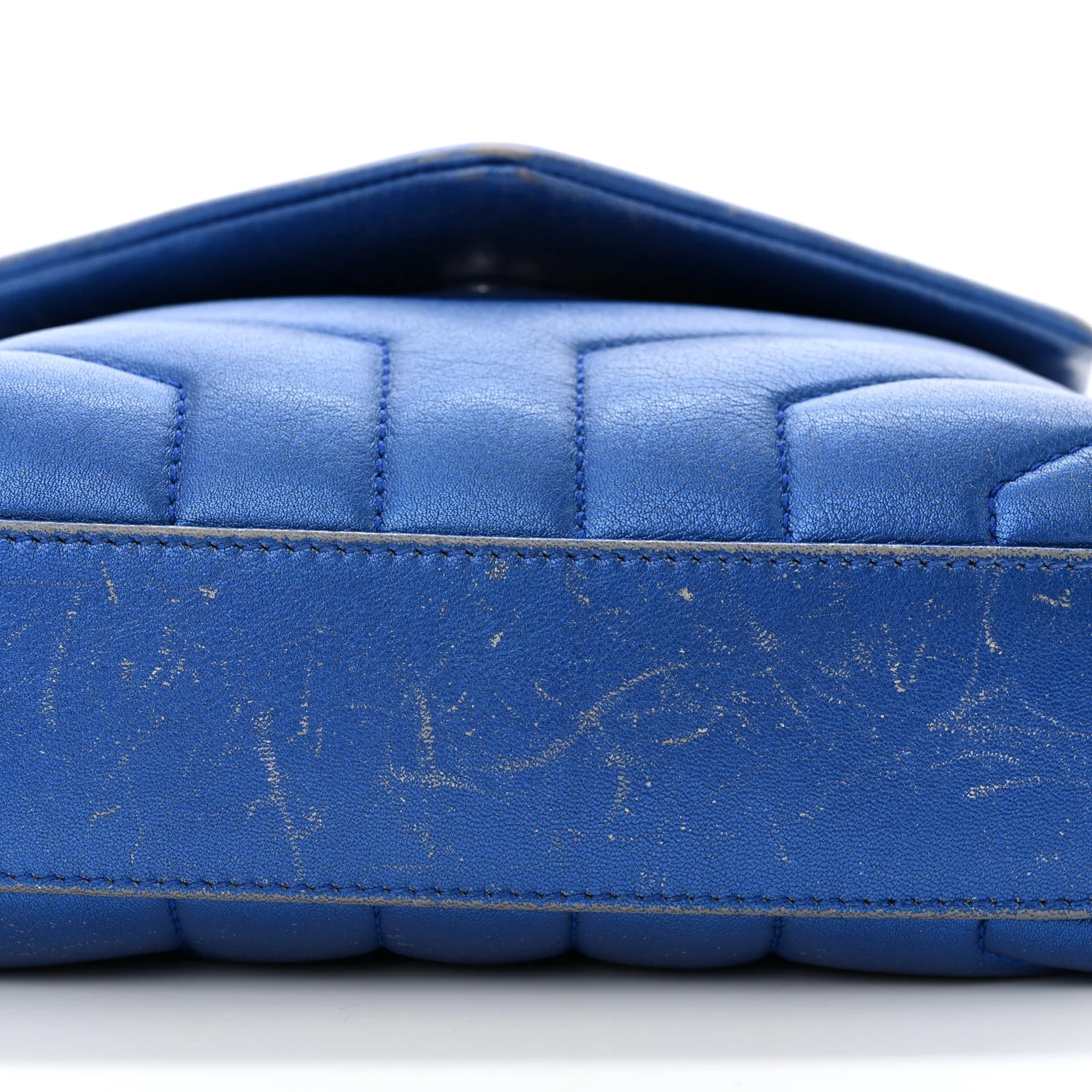 Metallic Calfskin Y Quilted Monogram Toy Loulou Crossbody Bag Blue Royal