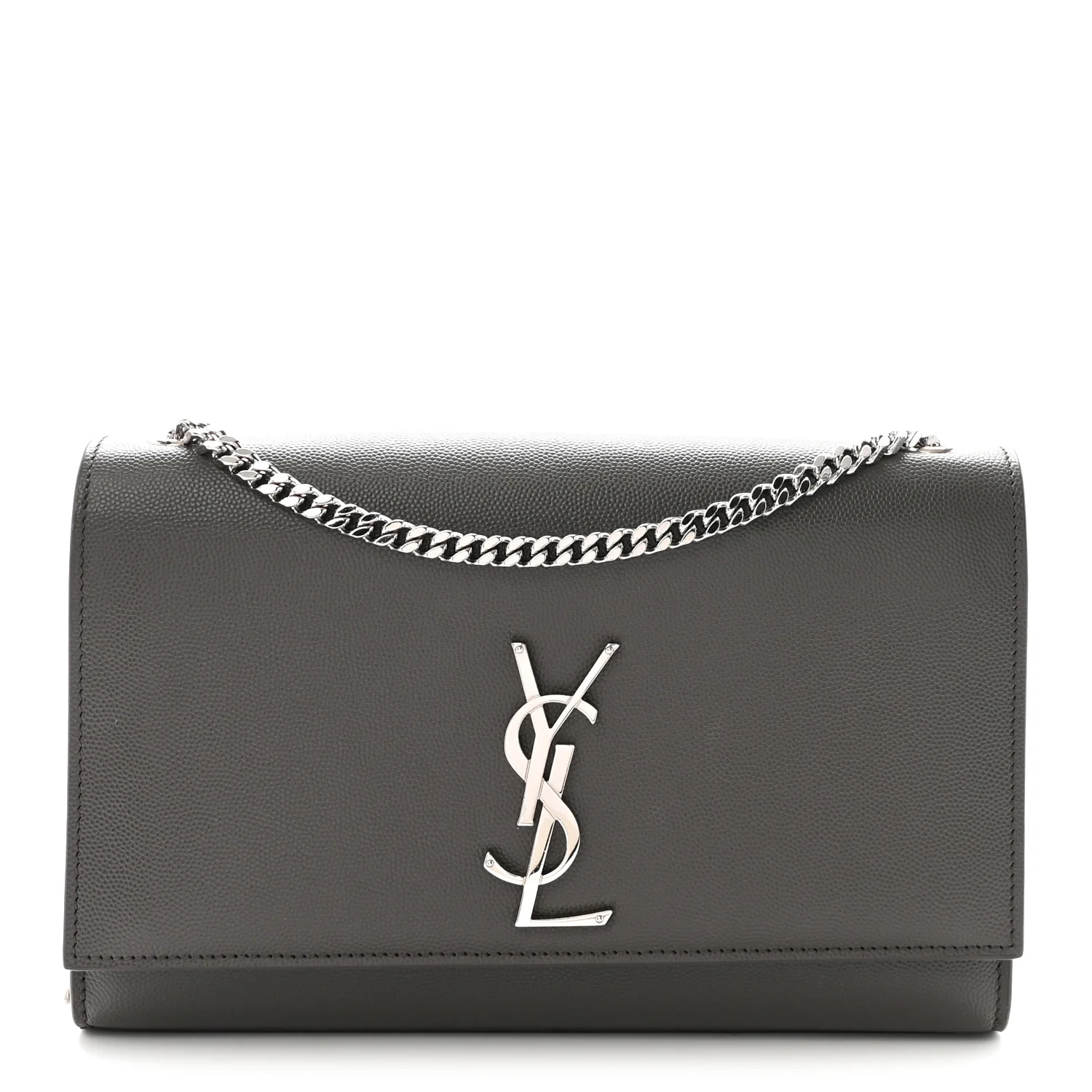 Grain De Poudre Medium Classic Monogram Kate Satchel Earth Grey