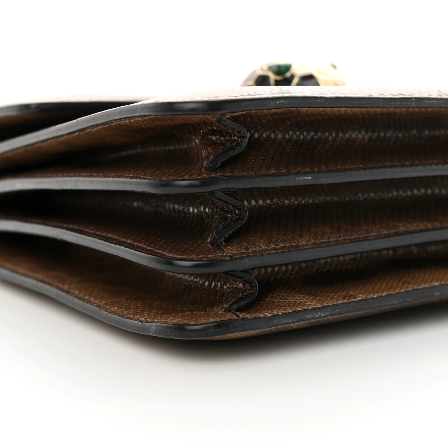 Shiny Karung Serpenti Forever Top Handle Brown