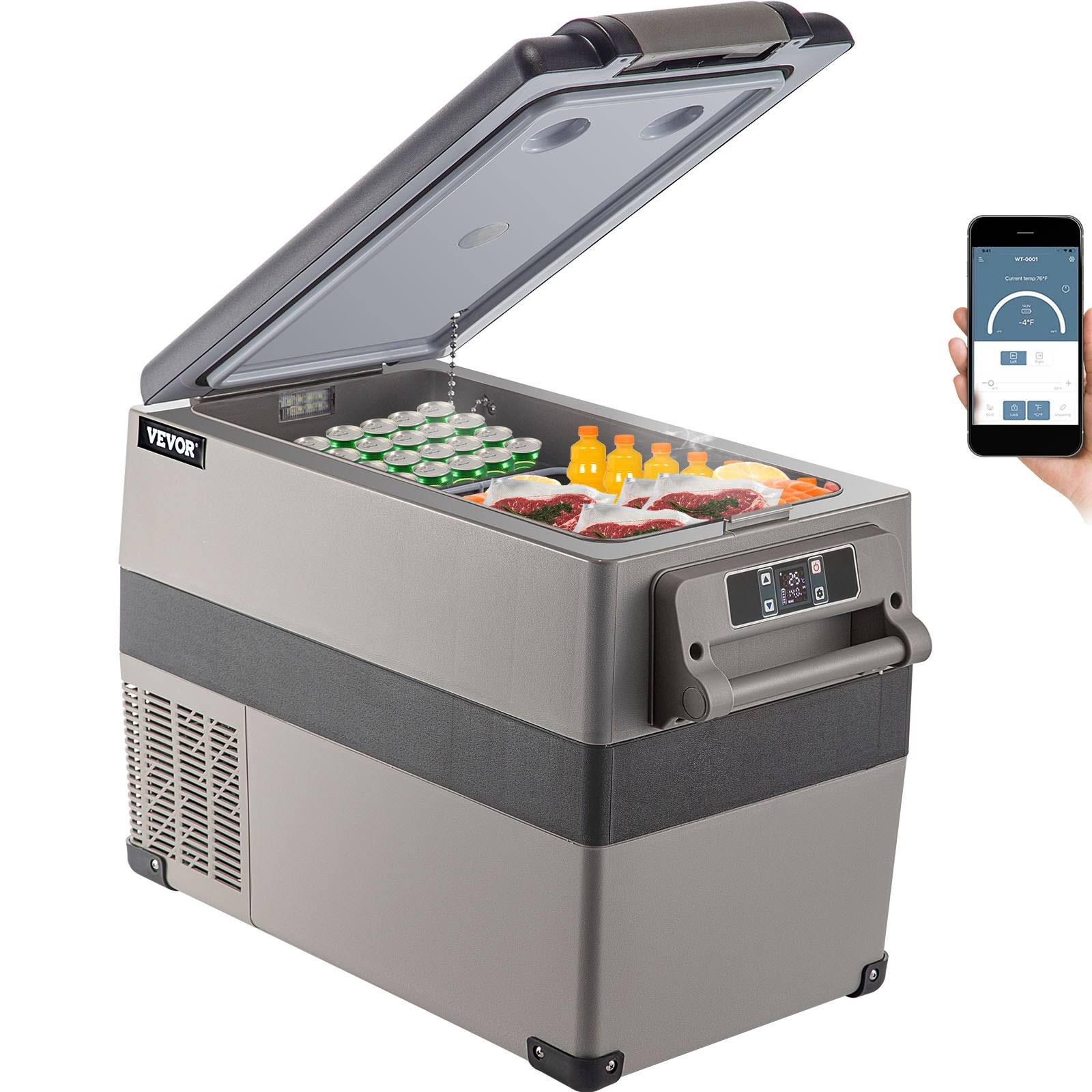 VEVOR Car Fridge Freezer Cooler Mini Refrigerator 47.5QT Portable LG Compressor 12/24V