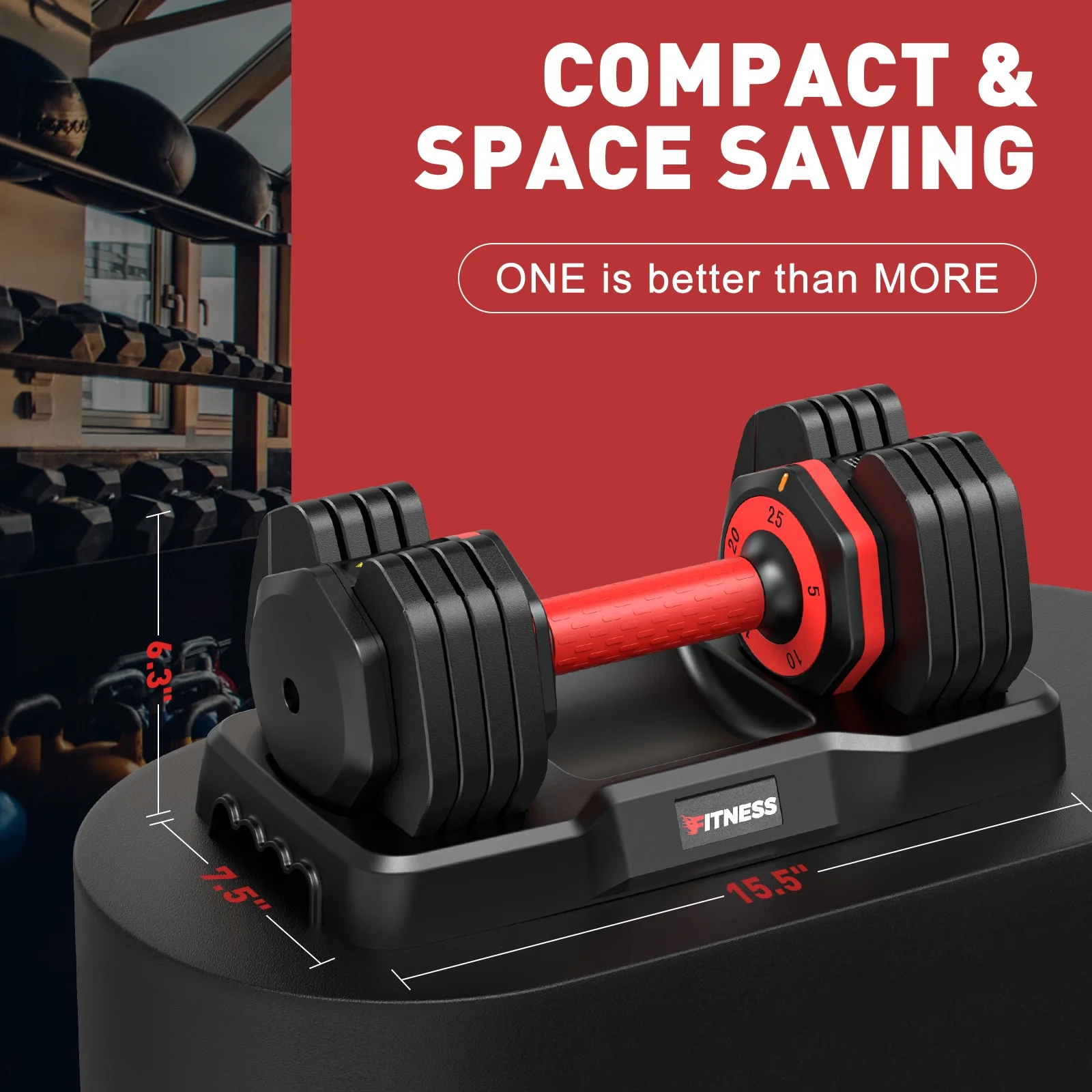 50lb(25lb*2) 5 in 1 Adjustable Dumbbells 25LB set of 2 Adjustable Free Weights Plates and Rack Hand Weights for Women and Men Adjust Weight for Home Gym Full Body Workout Fitness(50lbs(25lb*2)/Black+Red) - Image 6