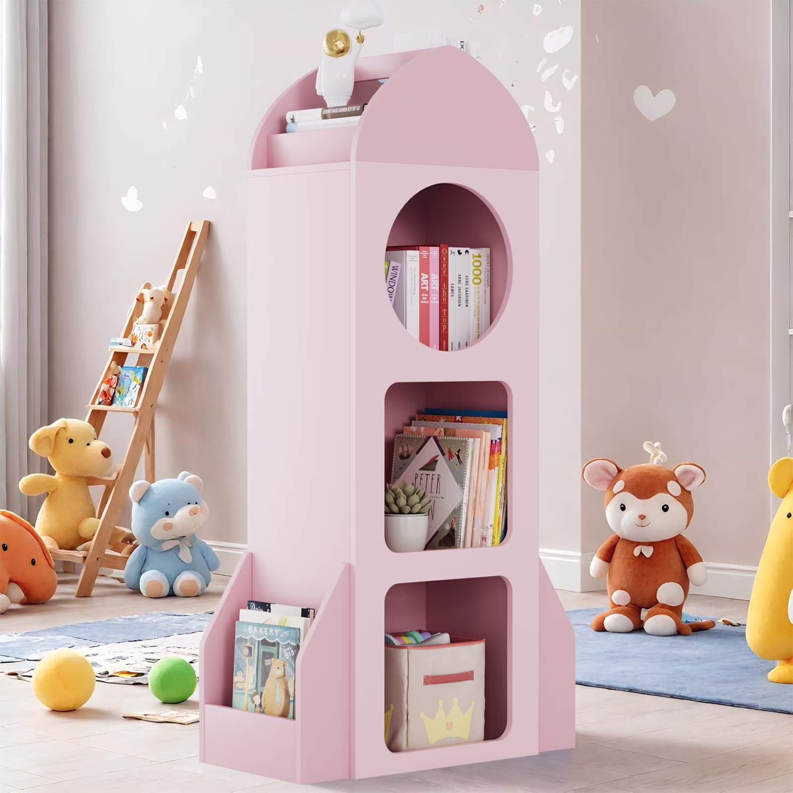 Kids Bookshelf 3-Tier Wooden Kids Bookcase with Toy Storage for Bedroom, Playroom, Nursery, Blue(Blue) - Image 3