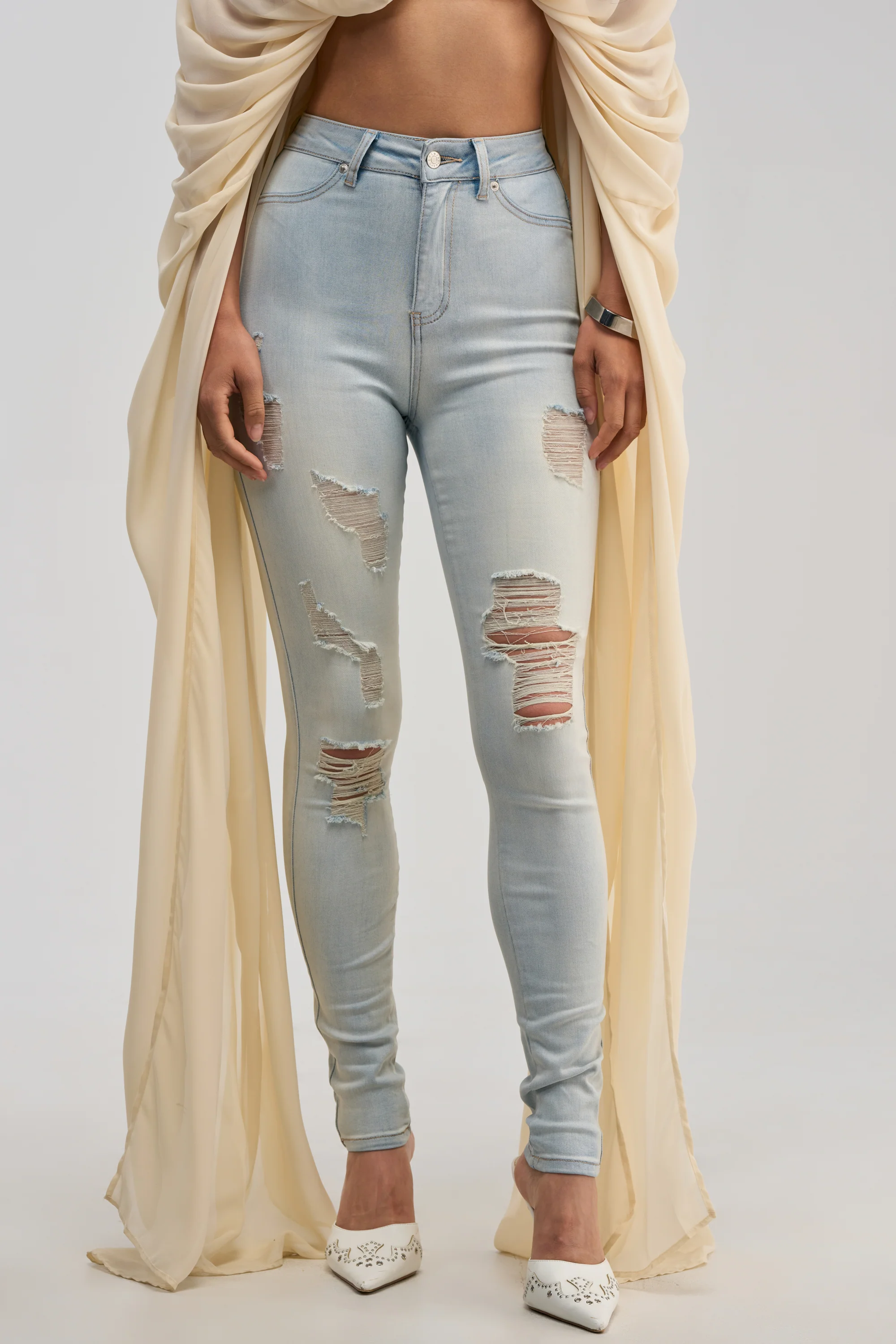 FLEX-FIT EXTREME STRETCH HIGH WAISTED DISTRESSED SKINNY JEANS - Akira Store