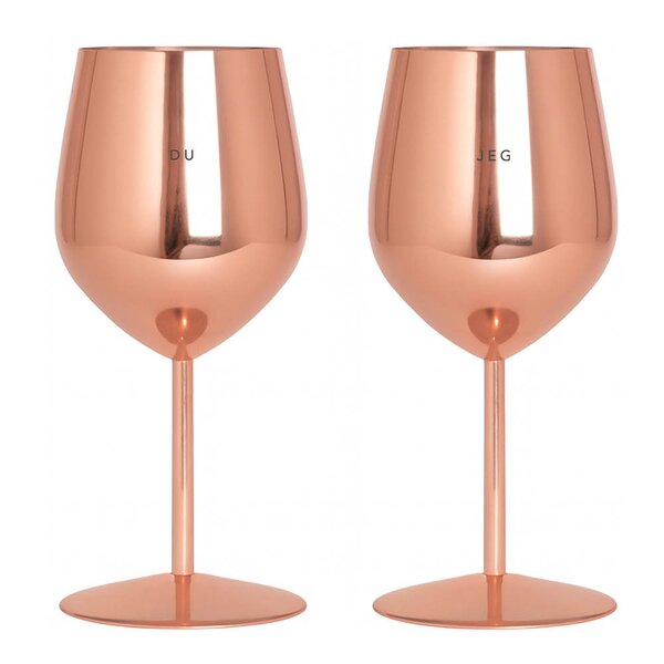 Vinglass stål DU & JEG 45 cl 2 stk roségull