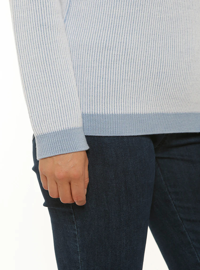Pull femme maille anglaise bleu ciel