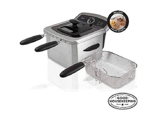 Farberware 4L Dual Deep Fryer with 3 Fryer Baskets Stainless Steel