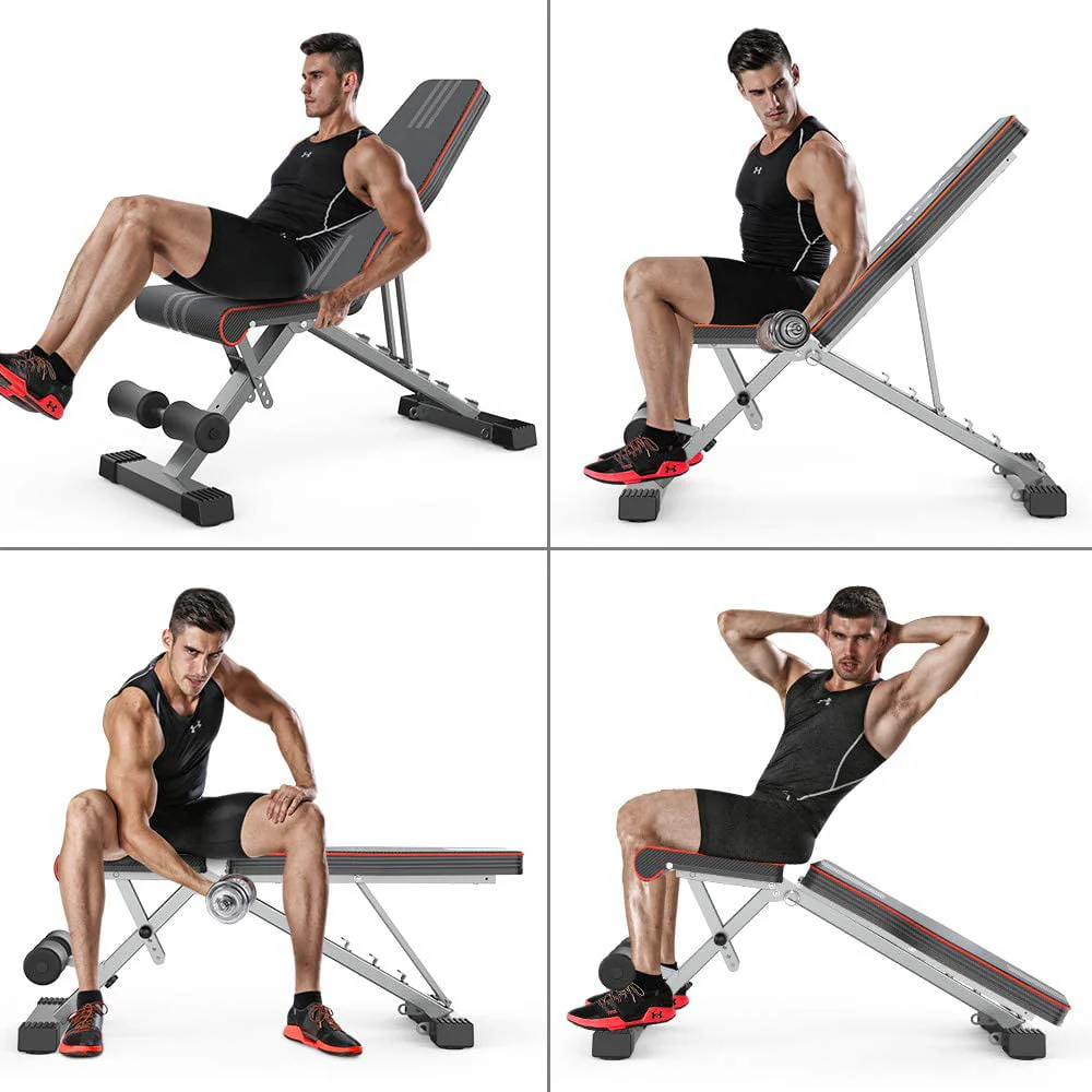 Delfy 13 Level Adjustable Weight Bench Commercial Multi-use/Foldable Home Training/Incline/Decline/Flat Workout Bench for Home Gym
