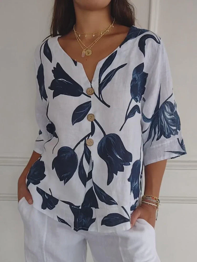 Kim - Chemisier Floral Élégant