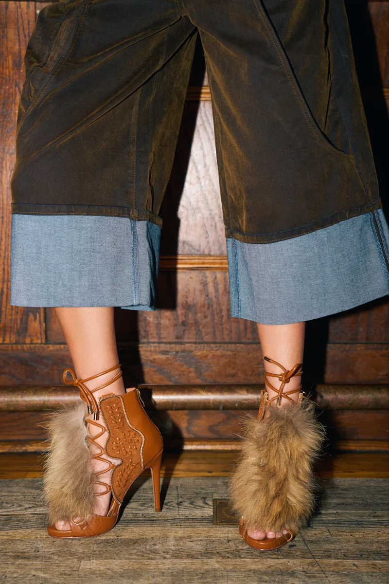 AZALEA WANG SHAINY TAN FUR SANDAL - Akira Store