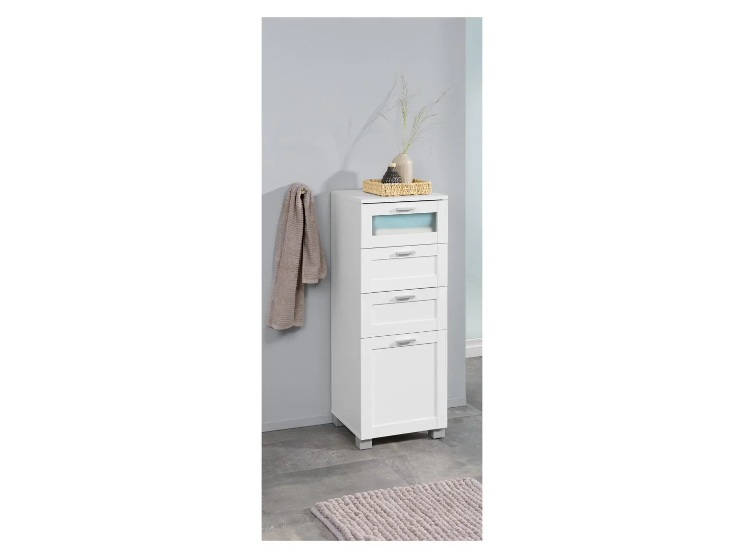 LIVARNO home Meuble de salle de bains Basel, 37 x 96,9 x 34,5 cm, blanc