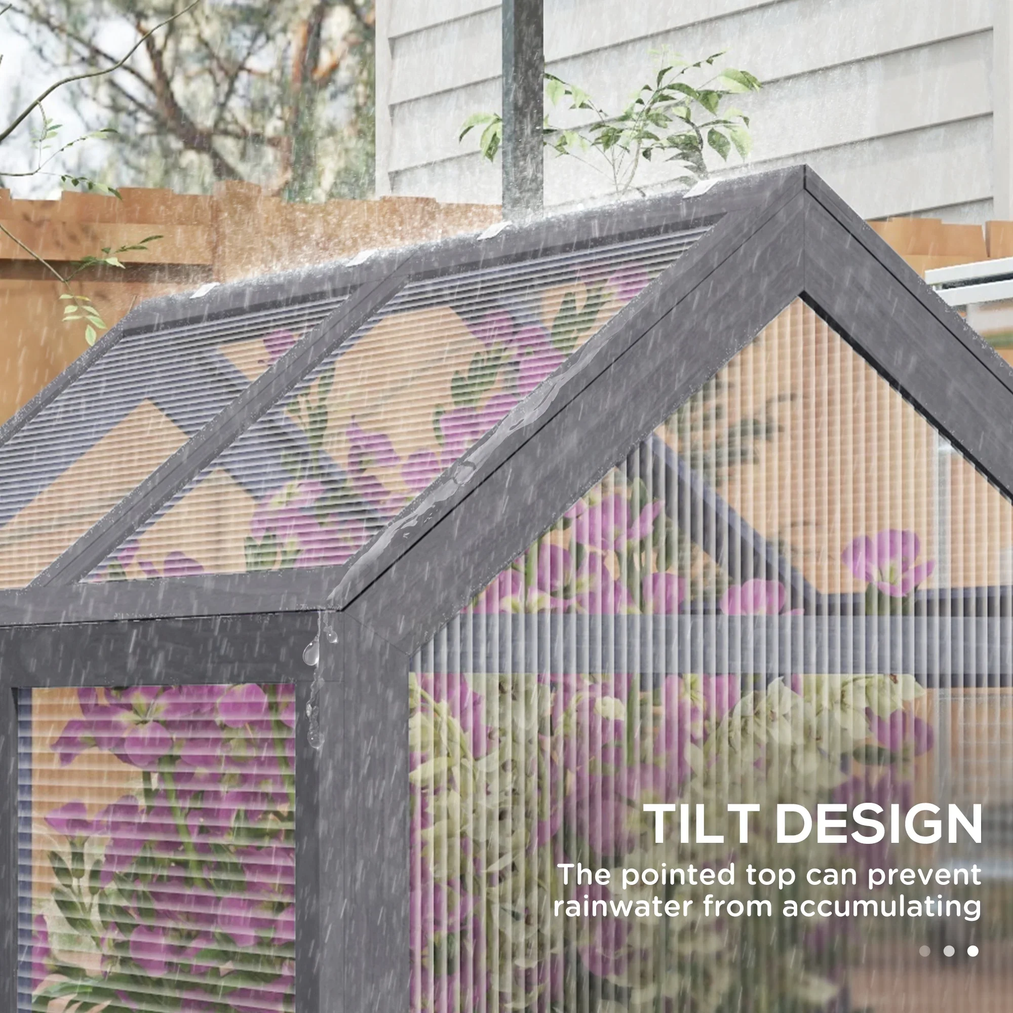 Outsunny Raised Garden Bed with Polycarbonate Greenhouse, Wooden Garden Cold Frame Greenhouse, Flower Planter Protection, 48 x 24 x 32, Natural