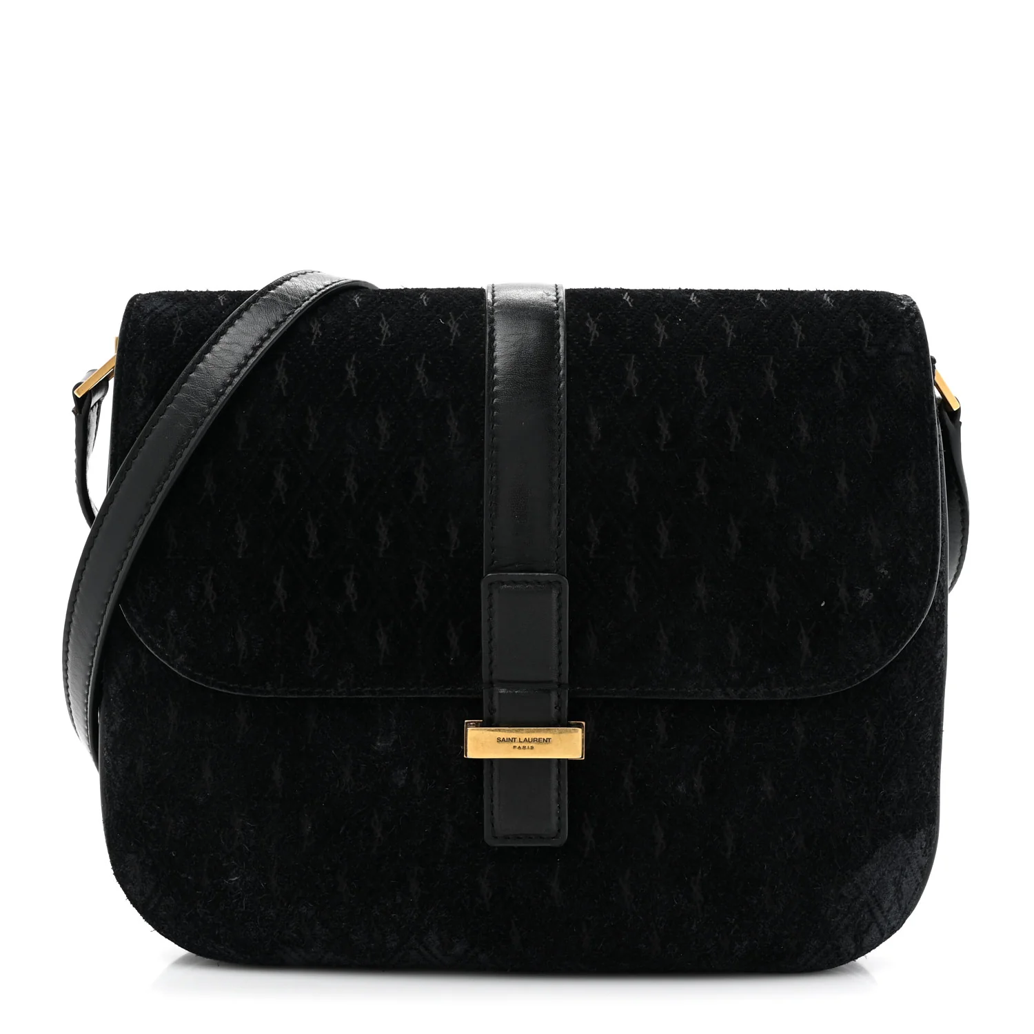 Suede All-Over Monogram Small Le Monogramme Satchel Black