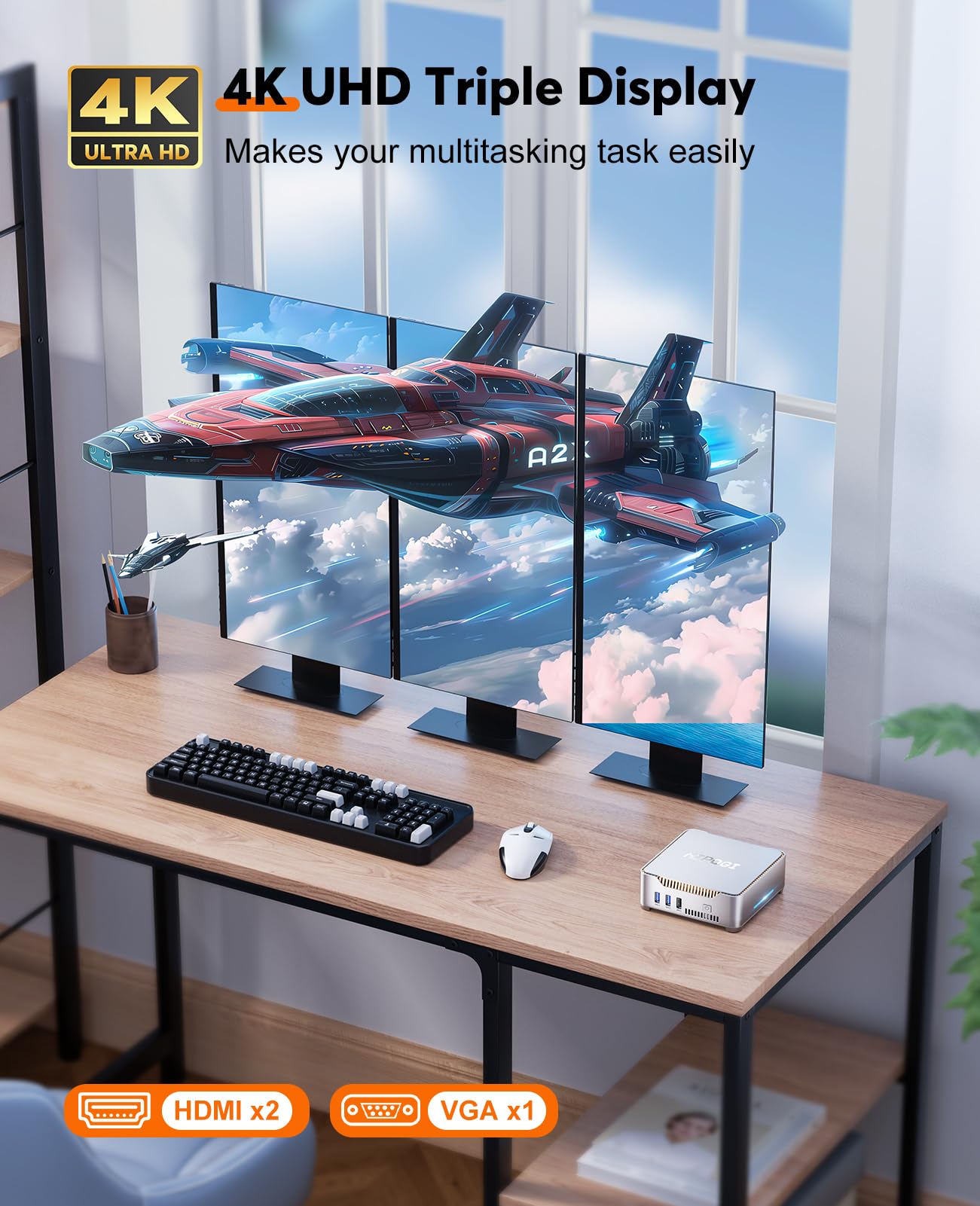 Mini PC KAMRUI GK3Plus, 16 Go de RAM, SSD M.2 de 512 Go