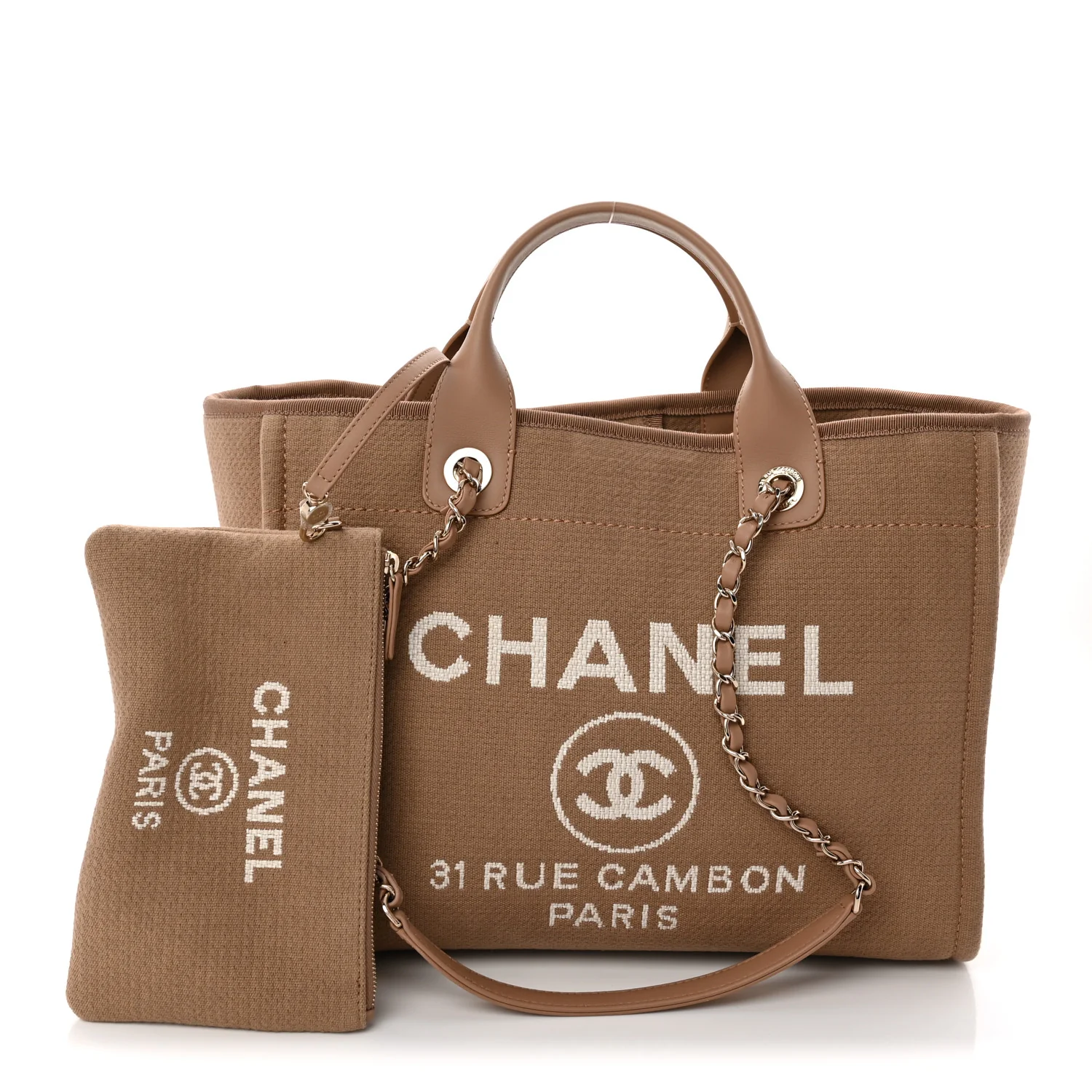 Mixed Fibers Small Deauville Tote Dark Beige