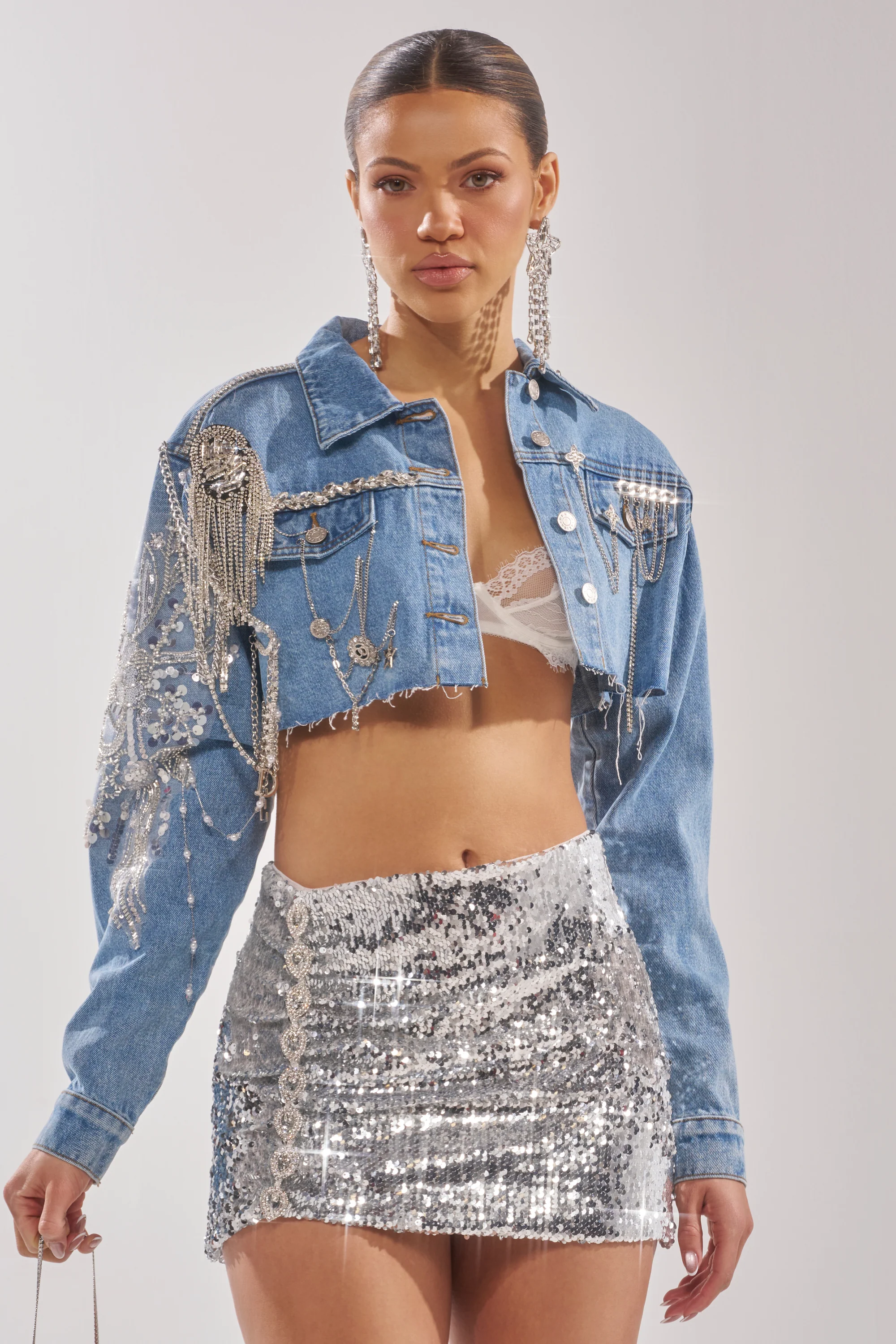 PIPER EMBELLISHED DENIM JACKET - Akira Store