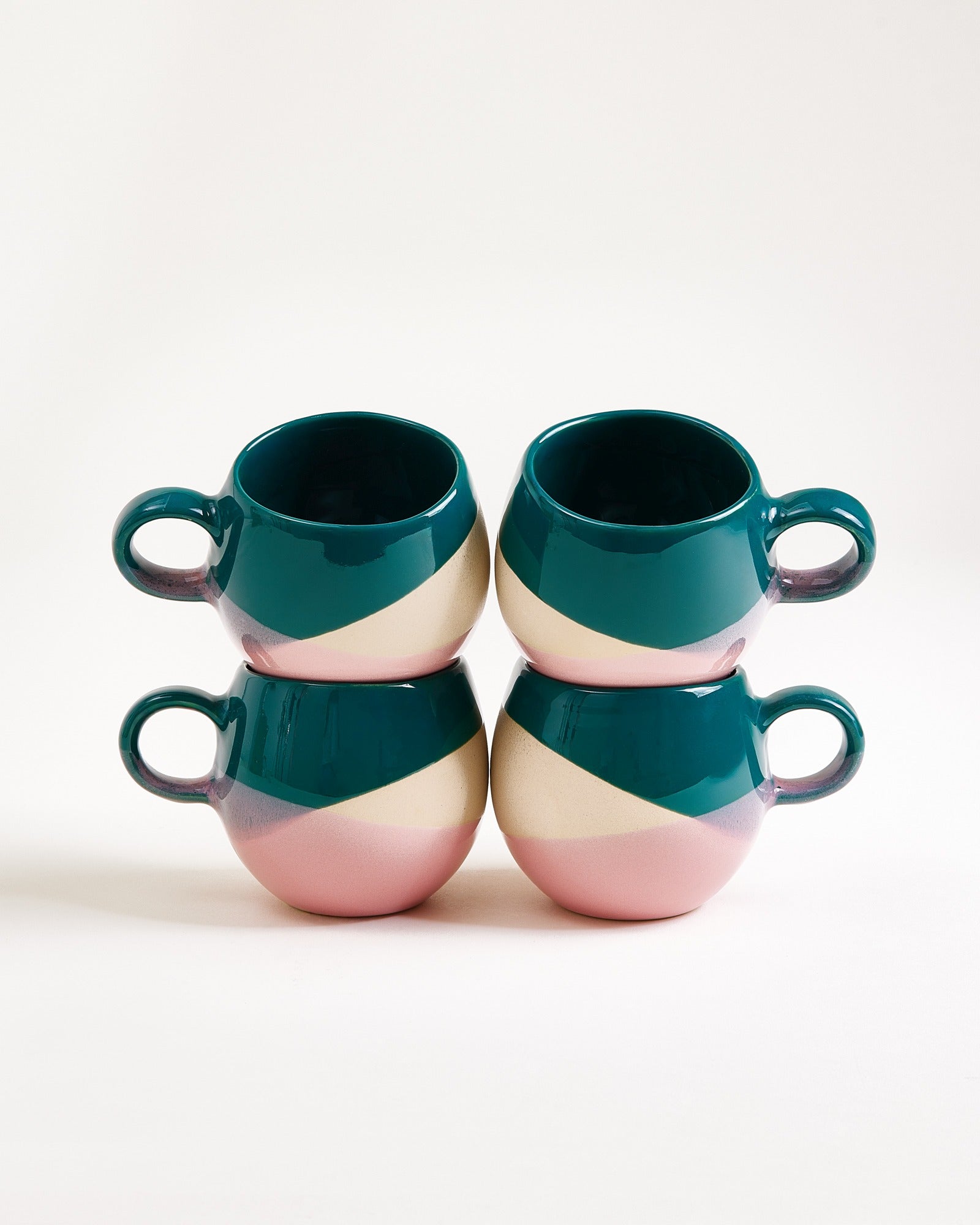BICA - SMALL MUG DARK GREEN SAND PINK SET OF 4