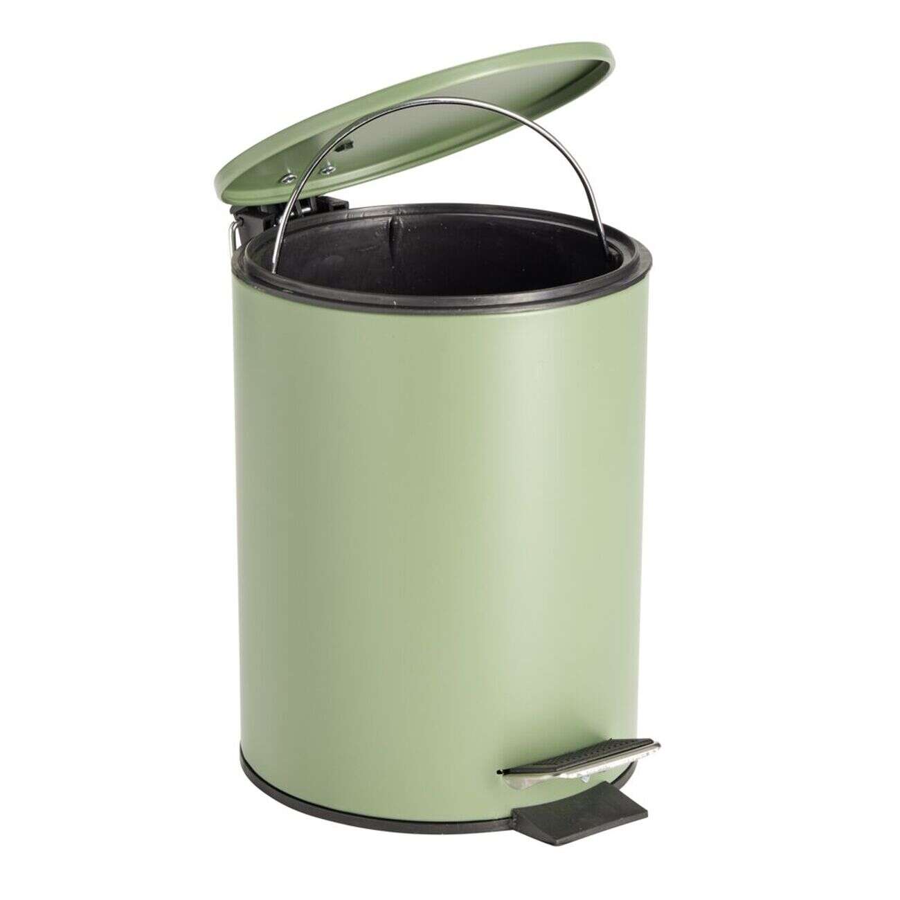 Poubelle salle de bain à pédale 3L vert sauge Ø17xH23,5cm