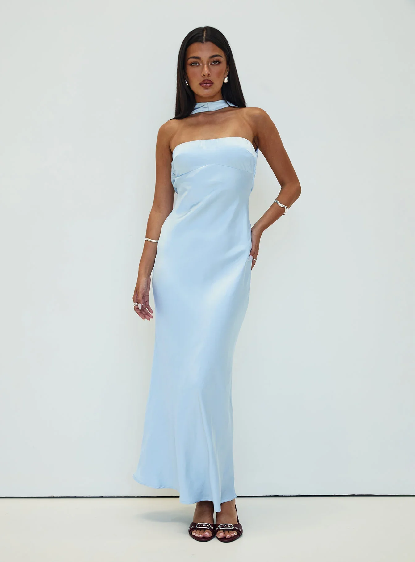 Legacies Strapless Maxi Dress Icy Blue Petite