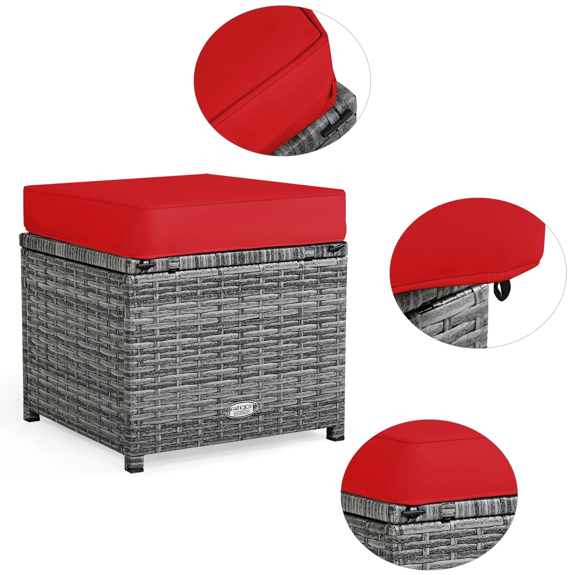 Costway 7 PCS Patio Rattan Dining Set Sectional Sofa Couch Ottoman Garden Red