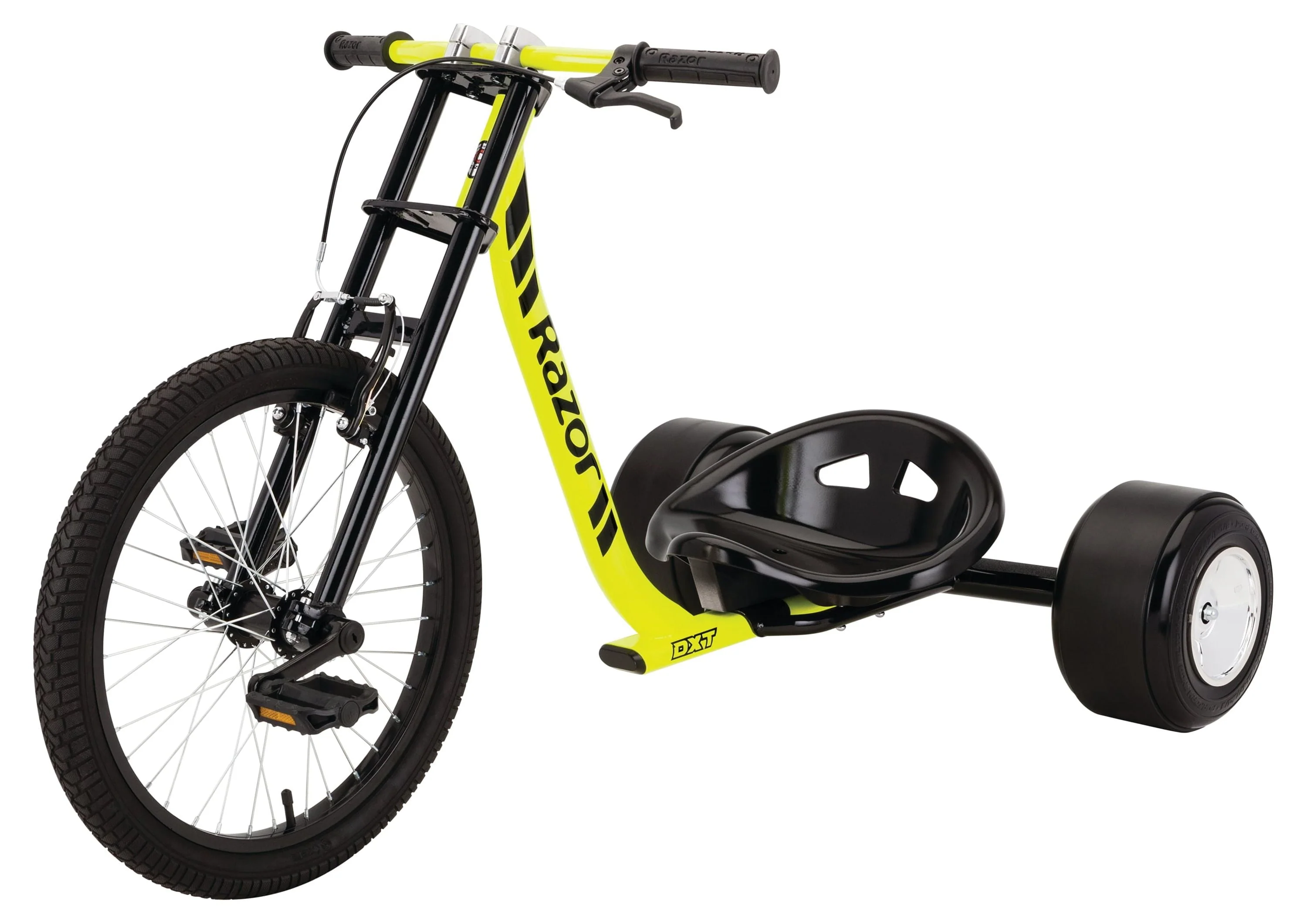 Razor DXT Drift Trike   Black/Yellow, Steel Frame and Moto Style, Tricycle, Construction, 3 Wheeled Drifting Ride On Tricycle for Teens and Adults, Unisex
