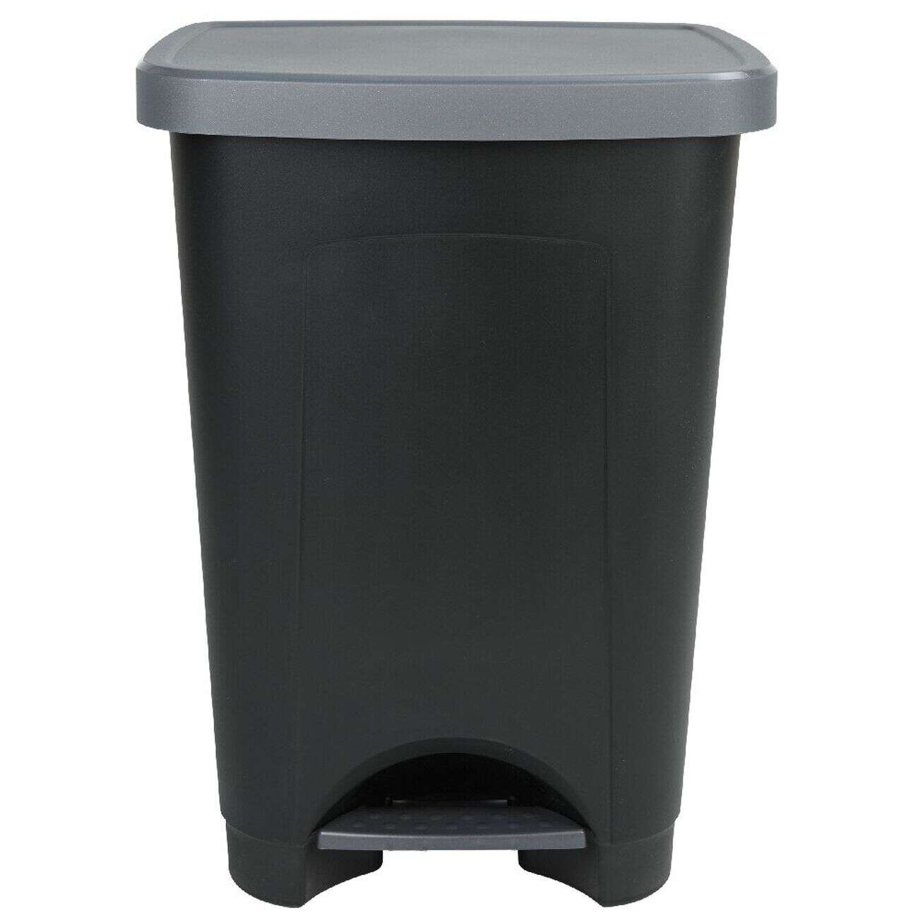 Poubelle à pédale 50 L noir et gris