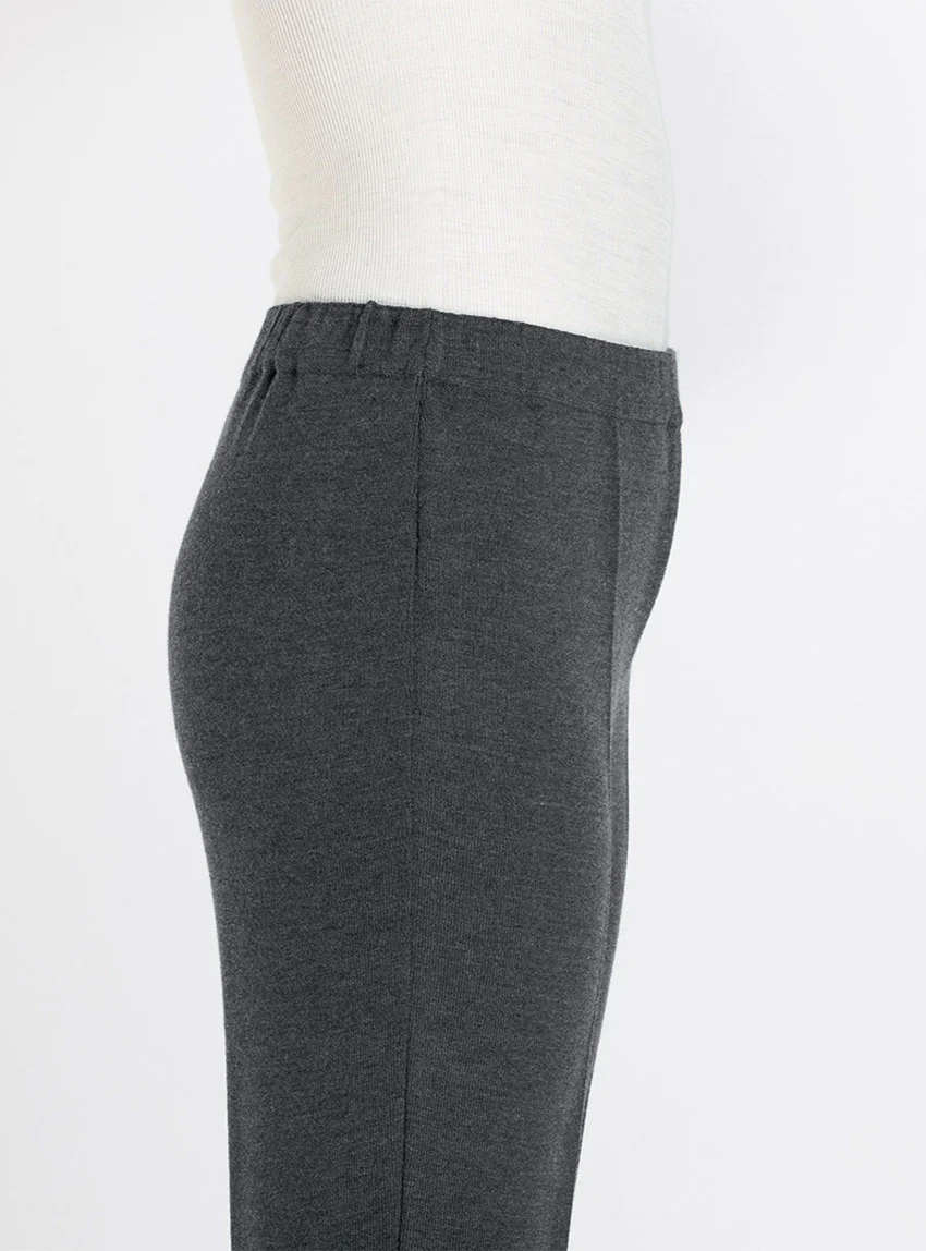 Pantalon femme en laine gris anthracite